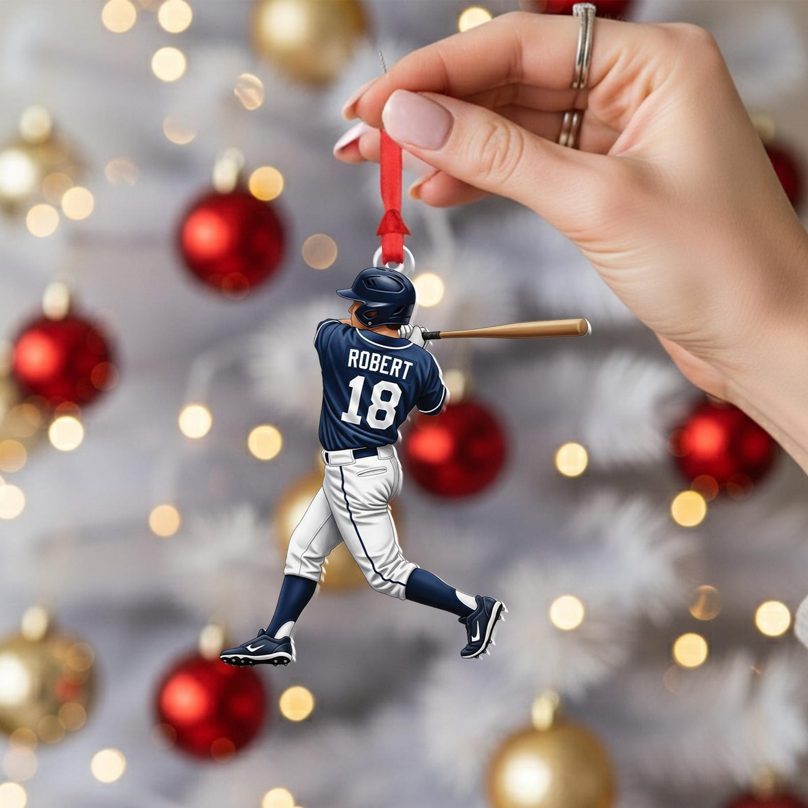 Personalized Baseball Player Christmas Acrylic Ornament - OR25 5