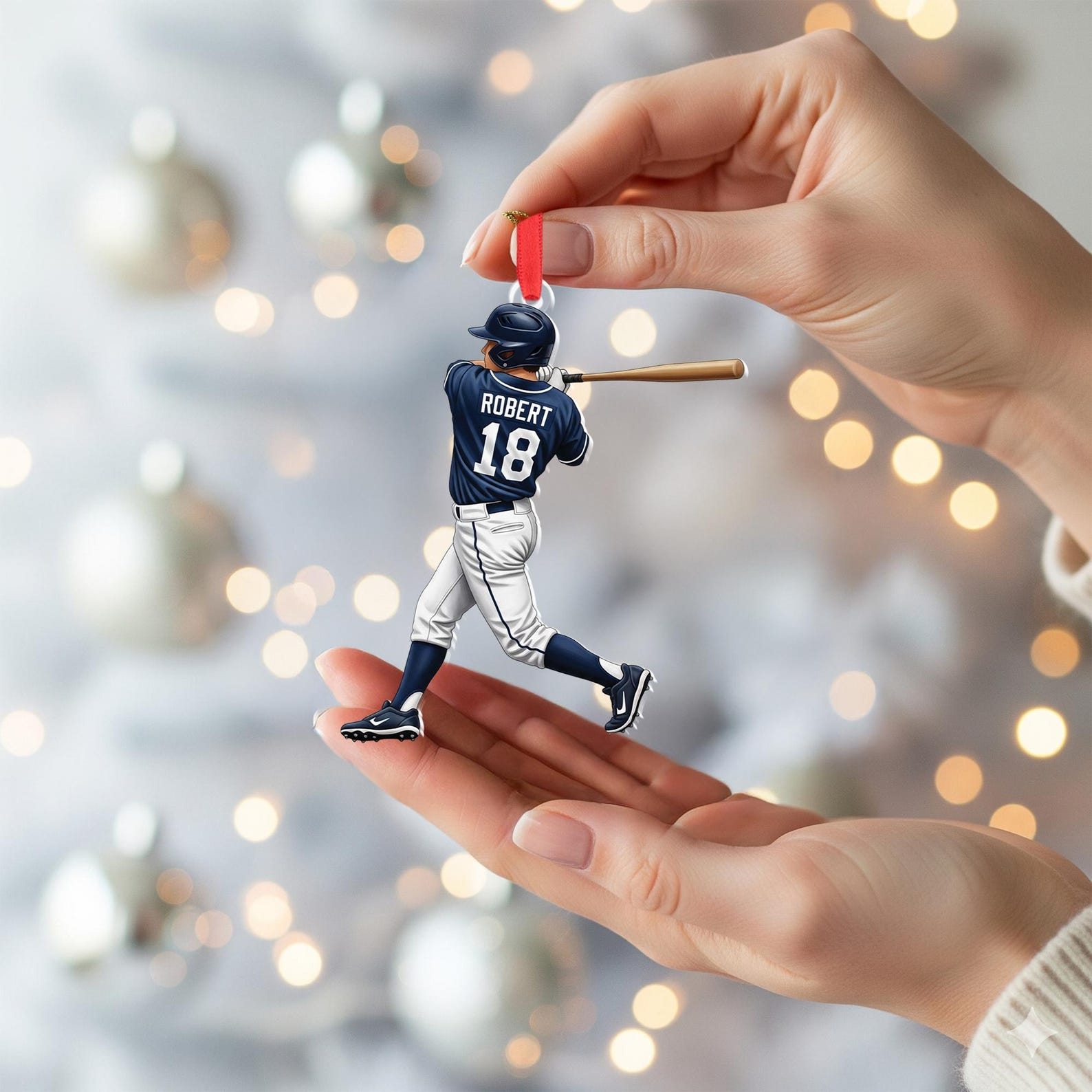 Personalized Baseball Player Christmas Acrylic Ornament - OR25 3