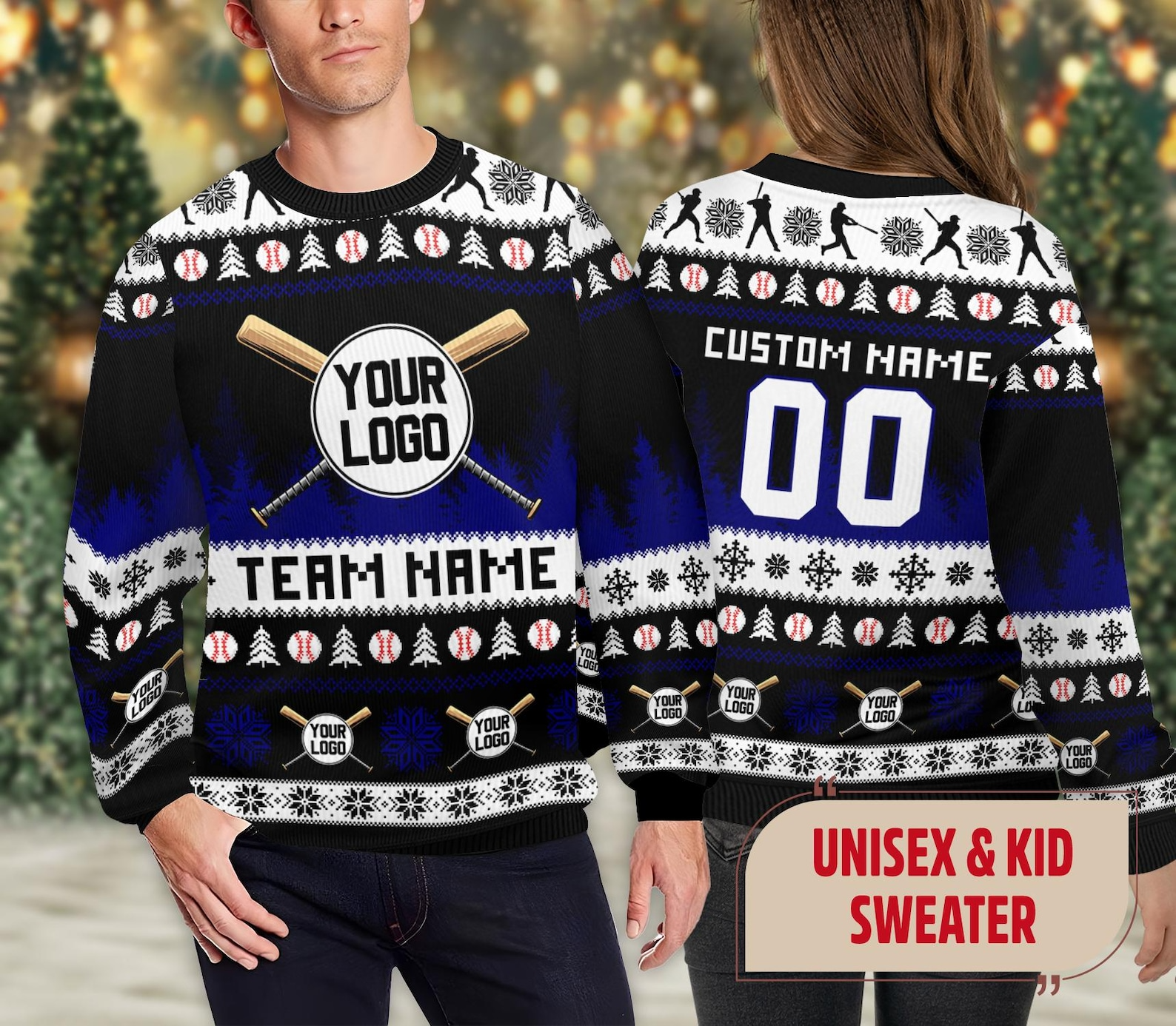 Personalized Logo Custom Baseball Team Photo Shirt Custom Picture Christmas Holiday Gift Sweater - SW21 3