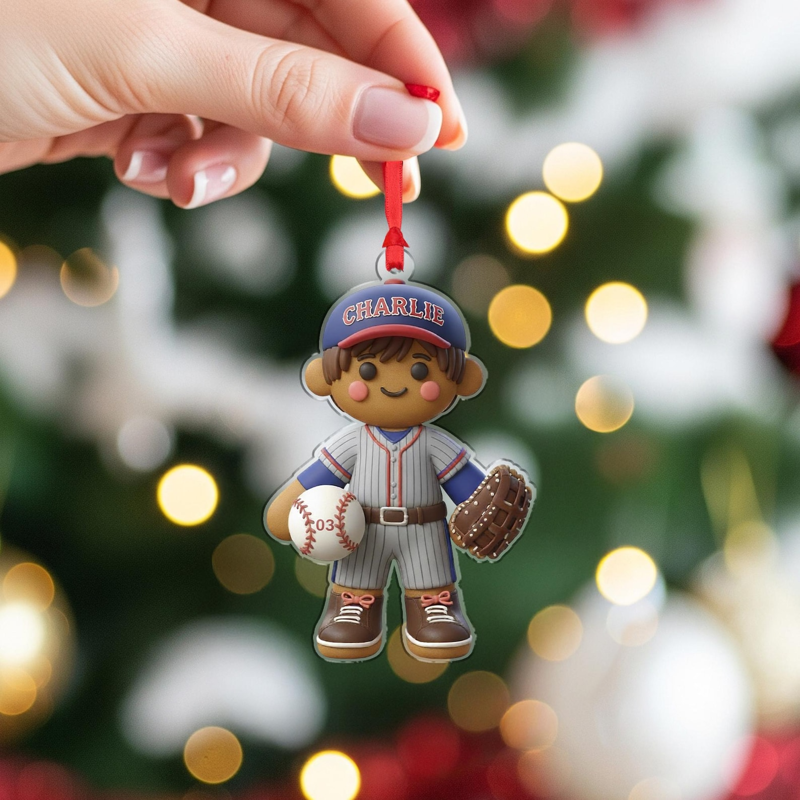 Personalized Gingerbread Baseball Custom Name Sports Christmas Gift Acrylic Ornament - OR51 5