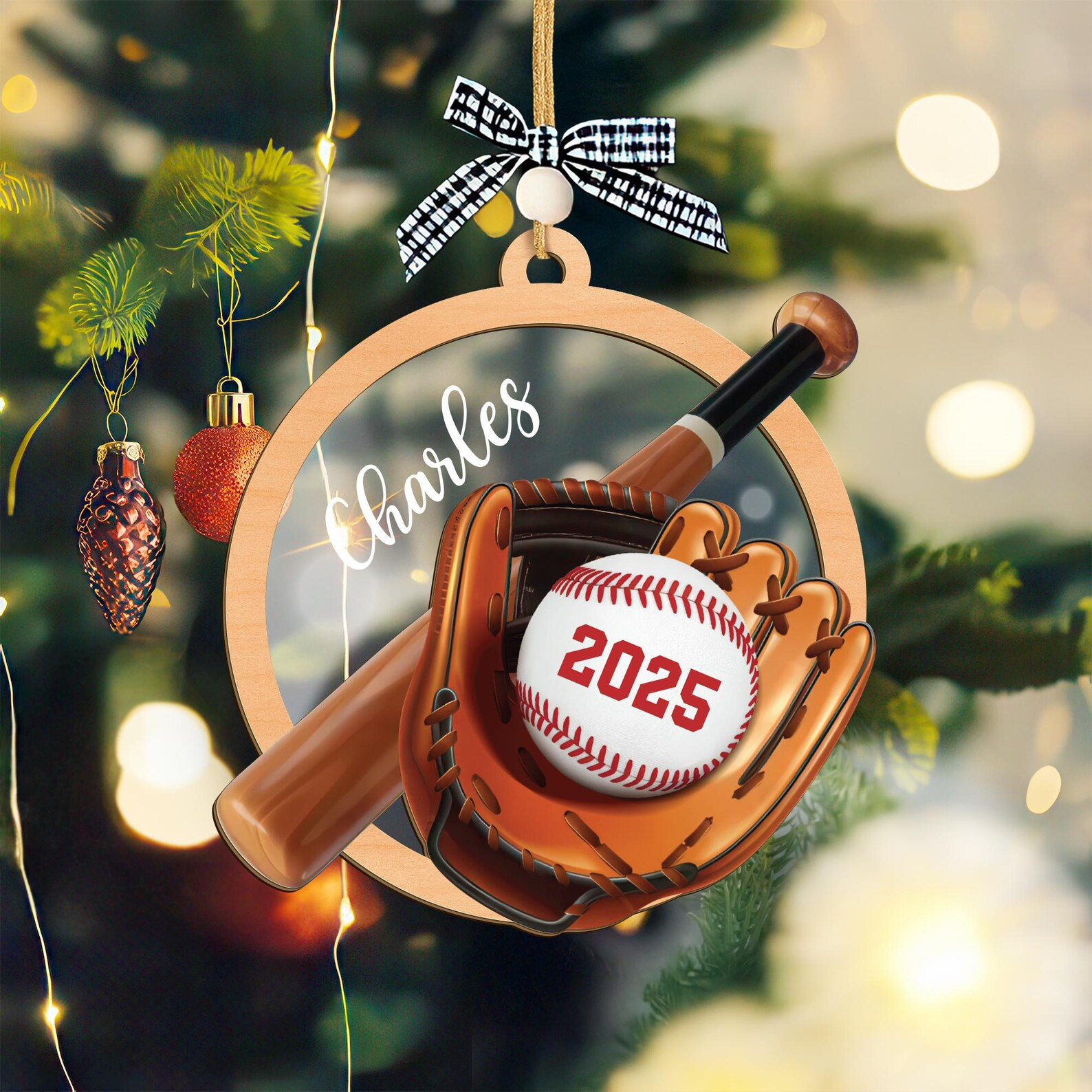 Custom Baseball Player Keepsake Team Sport Christmas Gift 2025 Acrylic Ornament - OR54