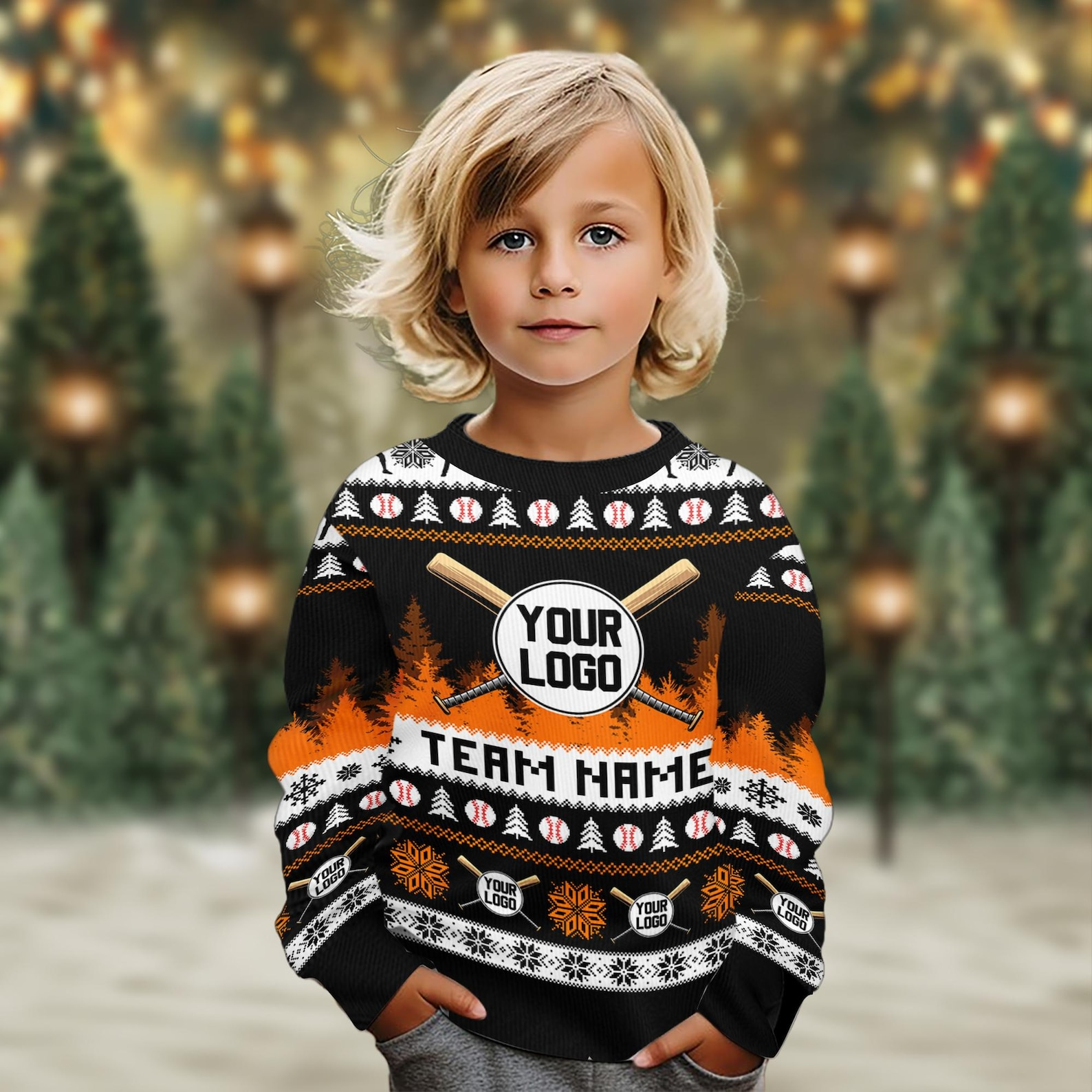 Personalized Logo Custom Baseball Team Photo Shirt Custom Picture Christmas Holiday Gift Sweater - SW21