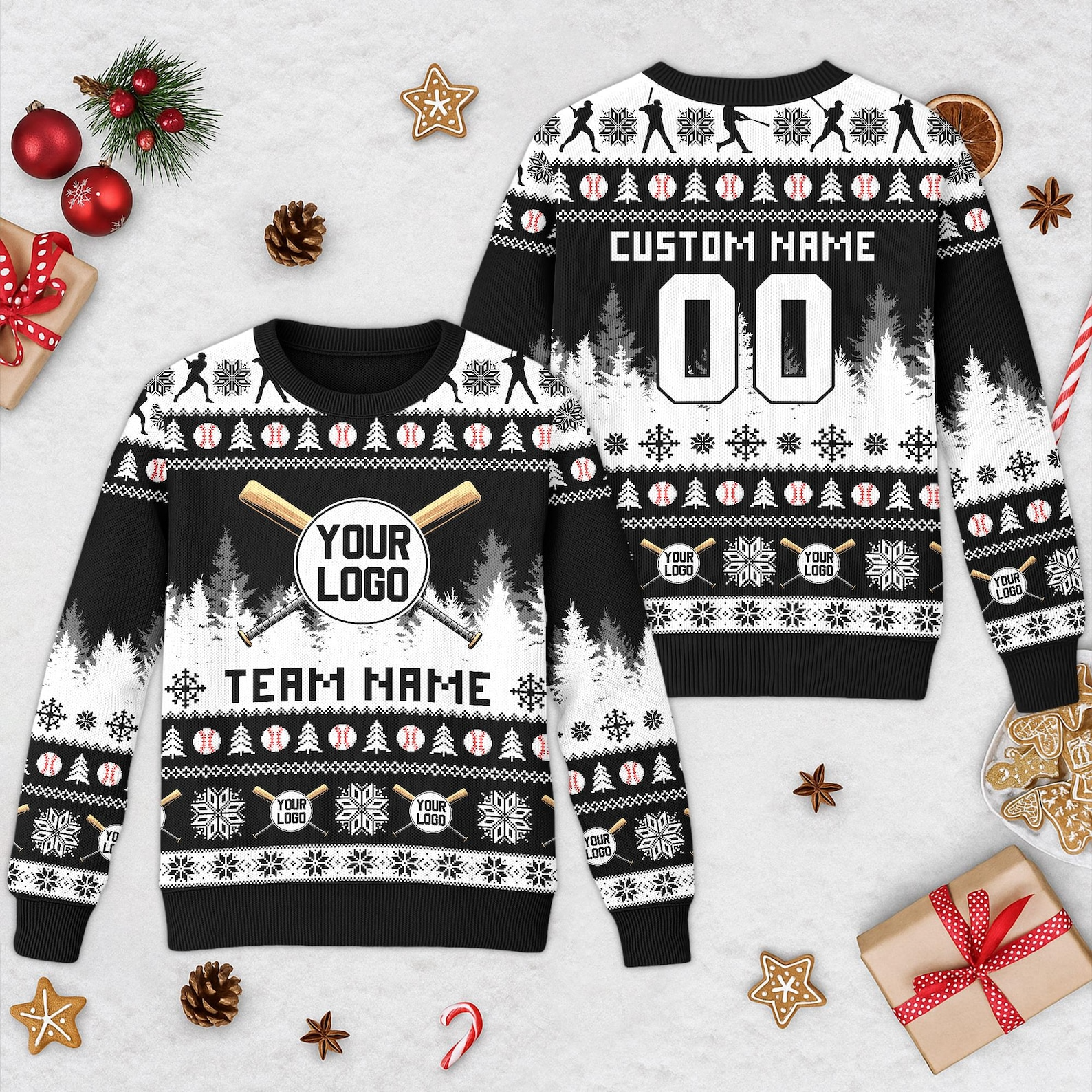 Personalized Logo Custom Baseball Team Photo Shirt Custom Picture Christmas Holiday Gift Sweater - SW21 5