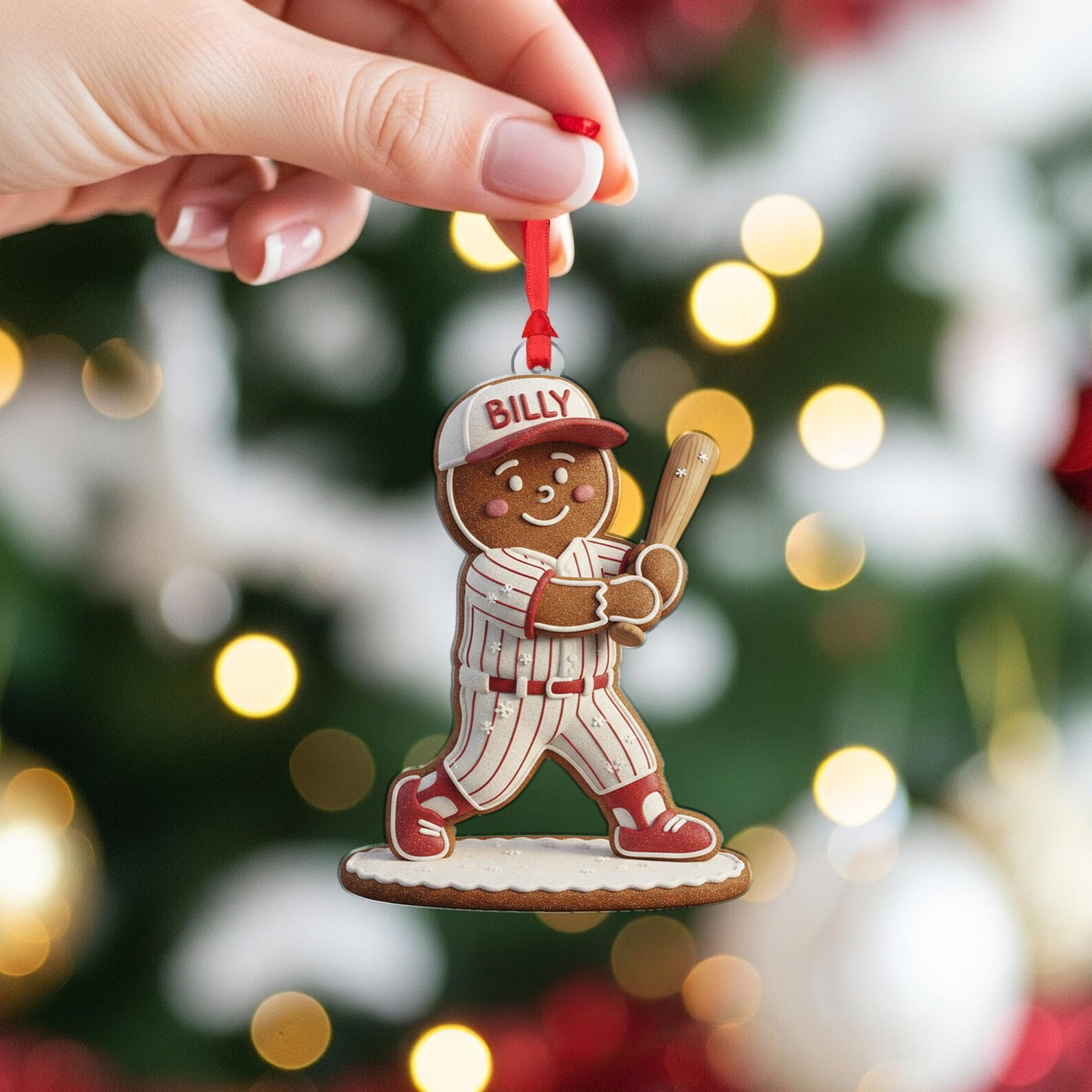 Personalized Gingerbread Baseball Custom Name Player Sports Xmas Gift Acrylic Ornament - OR50 3