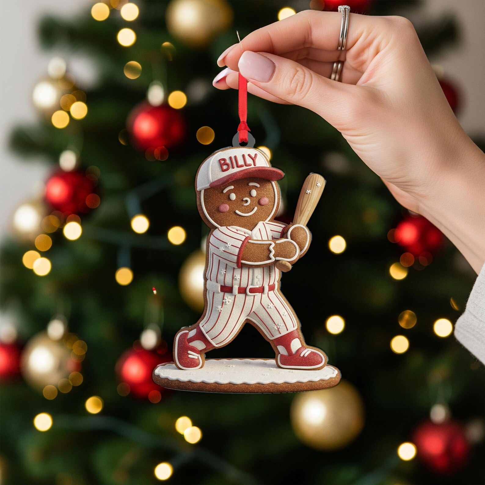 Personalized Gingerbread Baseball Custom Name Player Sports Xmas Gift Acrylic Ornament - OR50 5