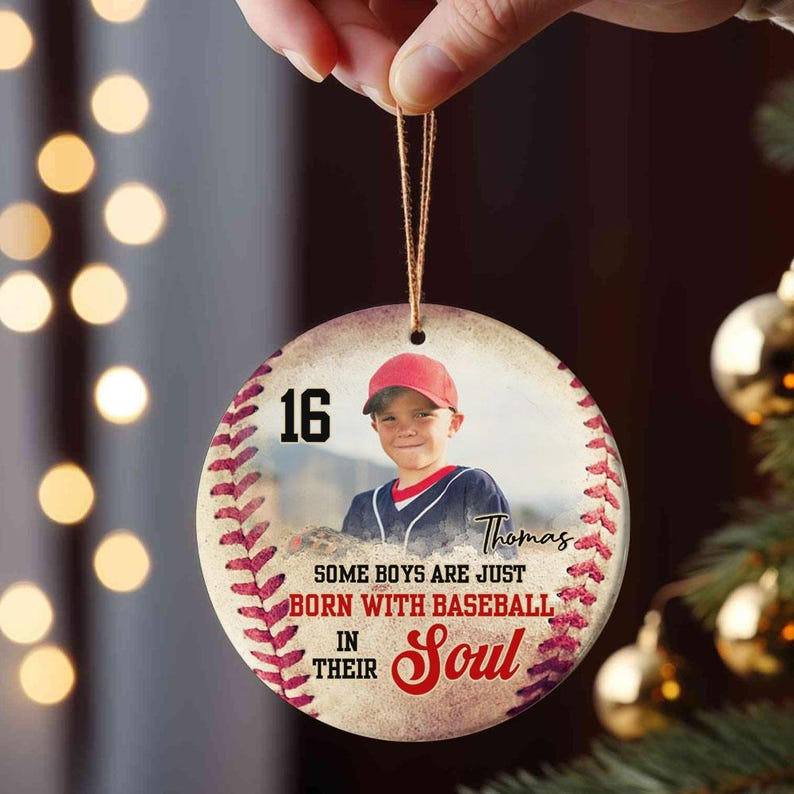 Some Boys Are Just Born With Baseball In Their Soul Acrylic Ornament Personalized Baseball Player Fan Gift