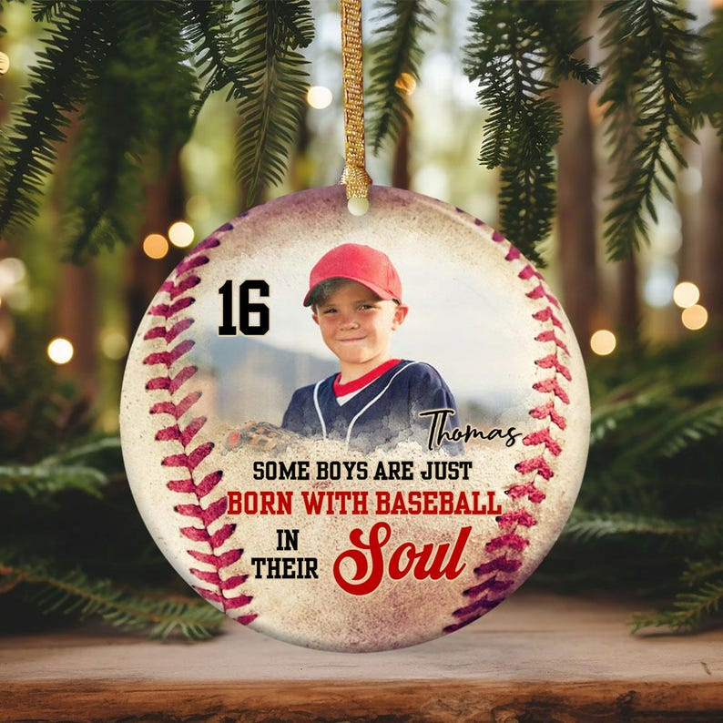 Some Boys Are Just Born With Baseball In Their Soul Acrylic Ornament Personalized Baseball Player Fan Gift