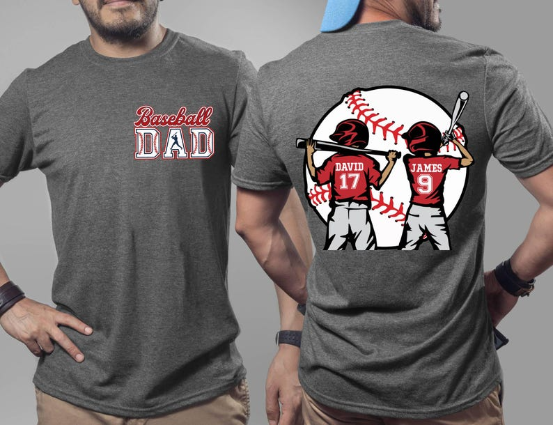 Custom Baseball Kids Dad Personalized Name Jersey Number Gameday Sport Baseball Gift for Dad T-Shirt - TS11 3