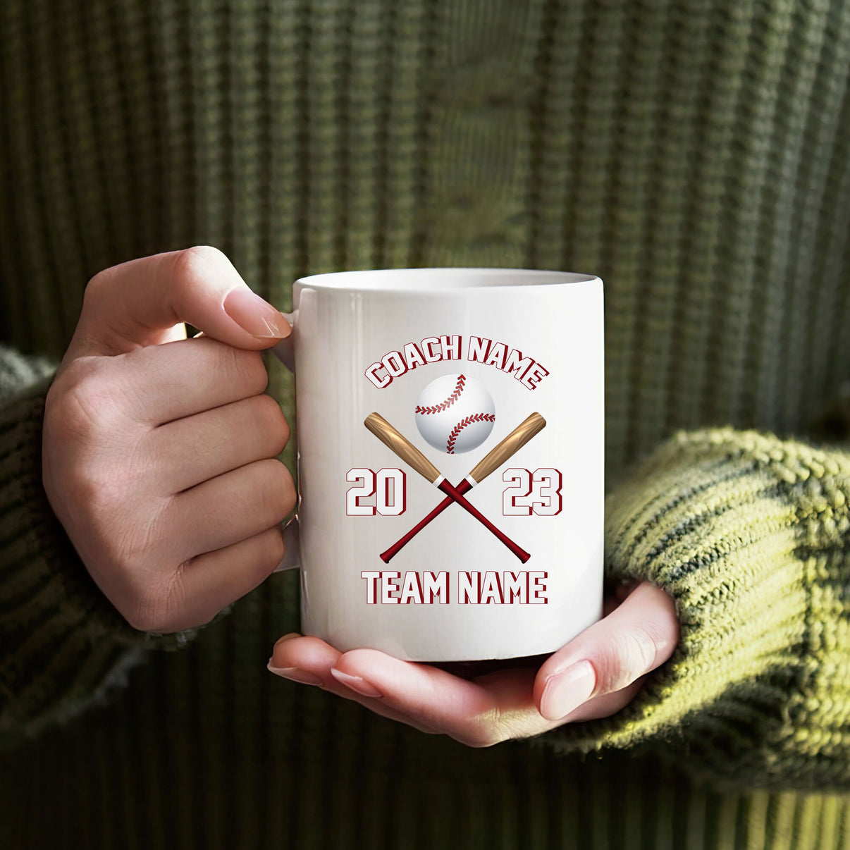 Personalized Baseball Coffee Mug 11oz 15oz Custom Name Gift for Baseball Coach or Team