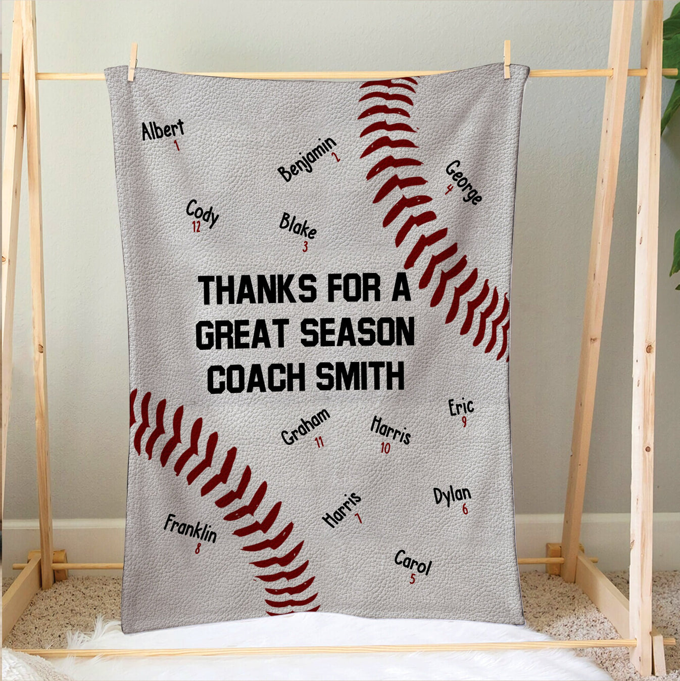 Personalized Baseball Blanket Custom Fleece Throw Gift for Baseball Coach or Team Fleece Blanket 3