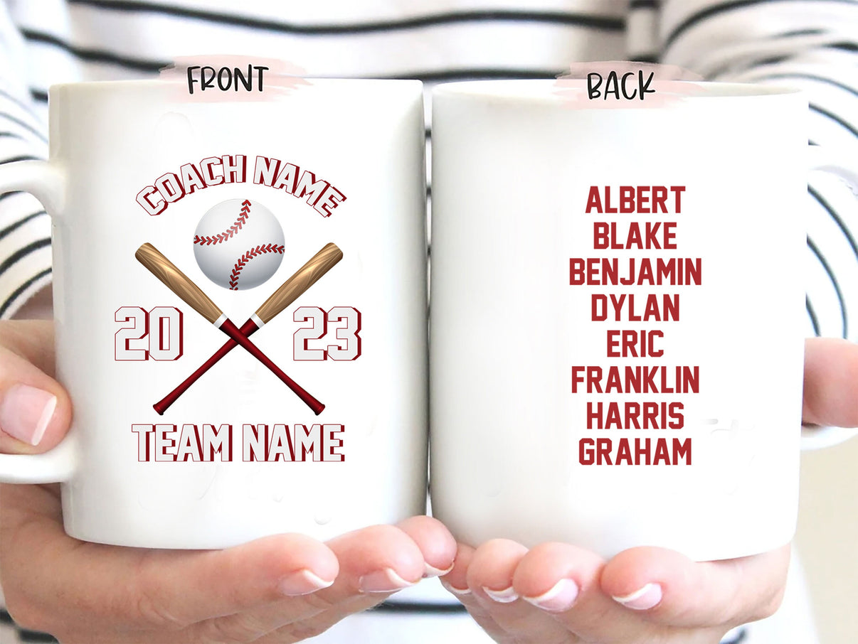 Personalized Baseball Coffee Mug 11oz 15oz Custom Name Gift for Baseball Coach or Team 4