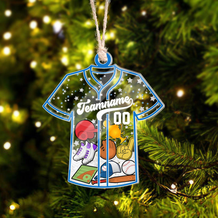 Personalized Baseball Christmas Shake Ornament Custom Baseball Christmas Tree Ornament Home Decor Xmas Baseball Lover Gift Acrylic Ornament 4