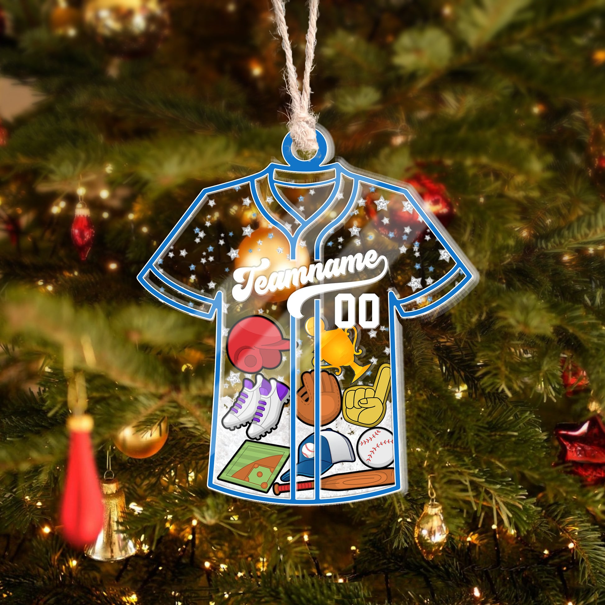 Personalized Baseball Christmas Shake Ornament Custom Baseball Christmas Tree Ornament Home Decor Xmas Baseball Lover Gift Acrylic Ornament 5