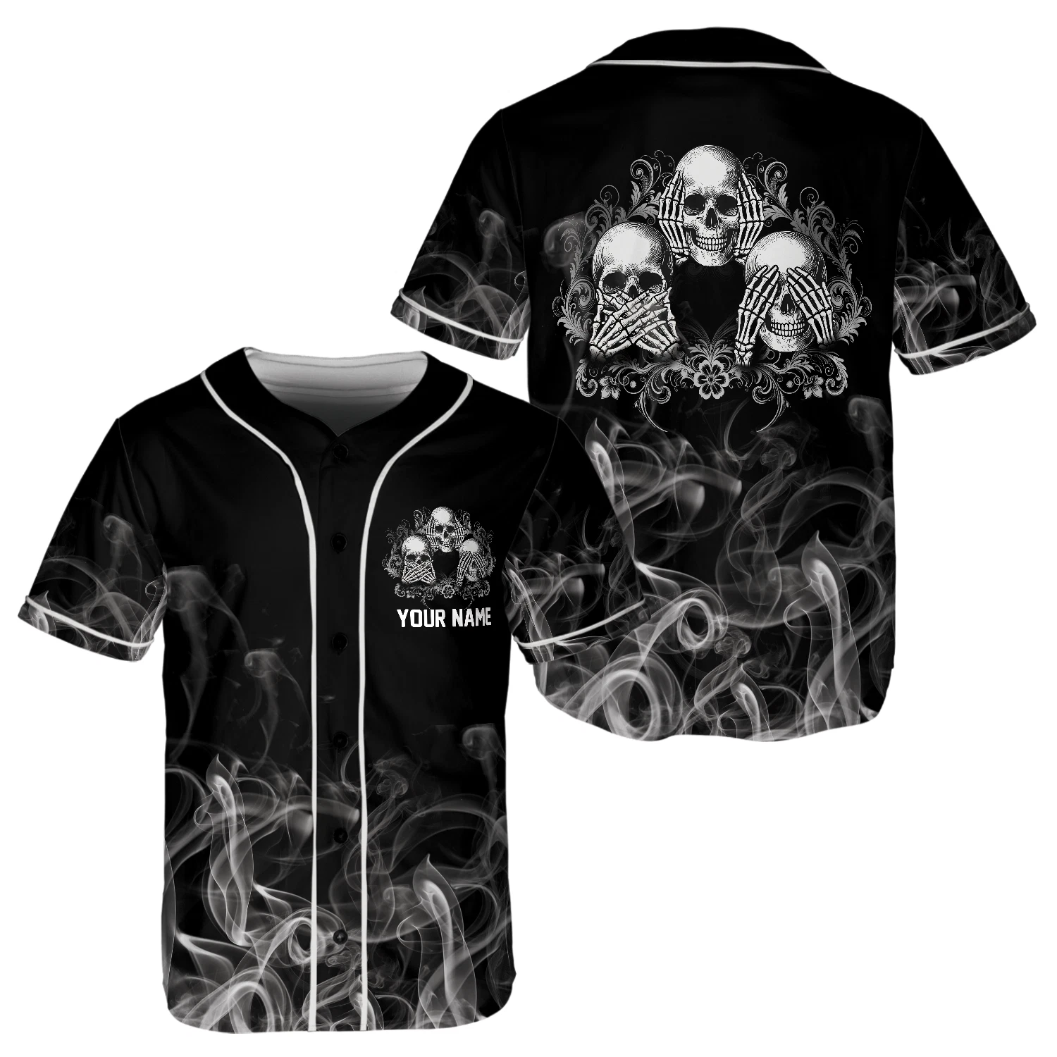 Personalized Skulls Gothic Halloween Sportswear Baseball Jersey - JS09