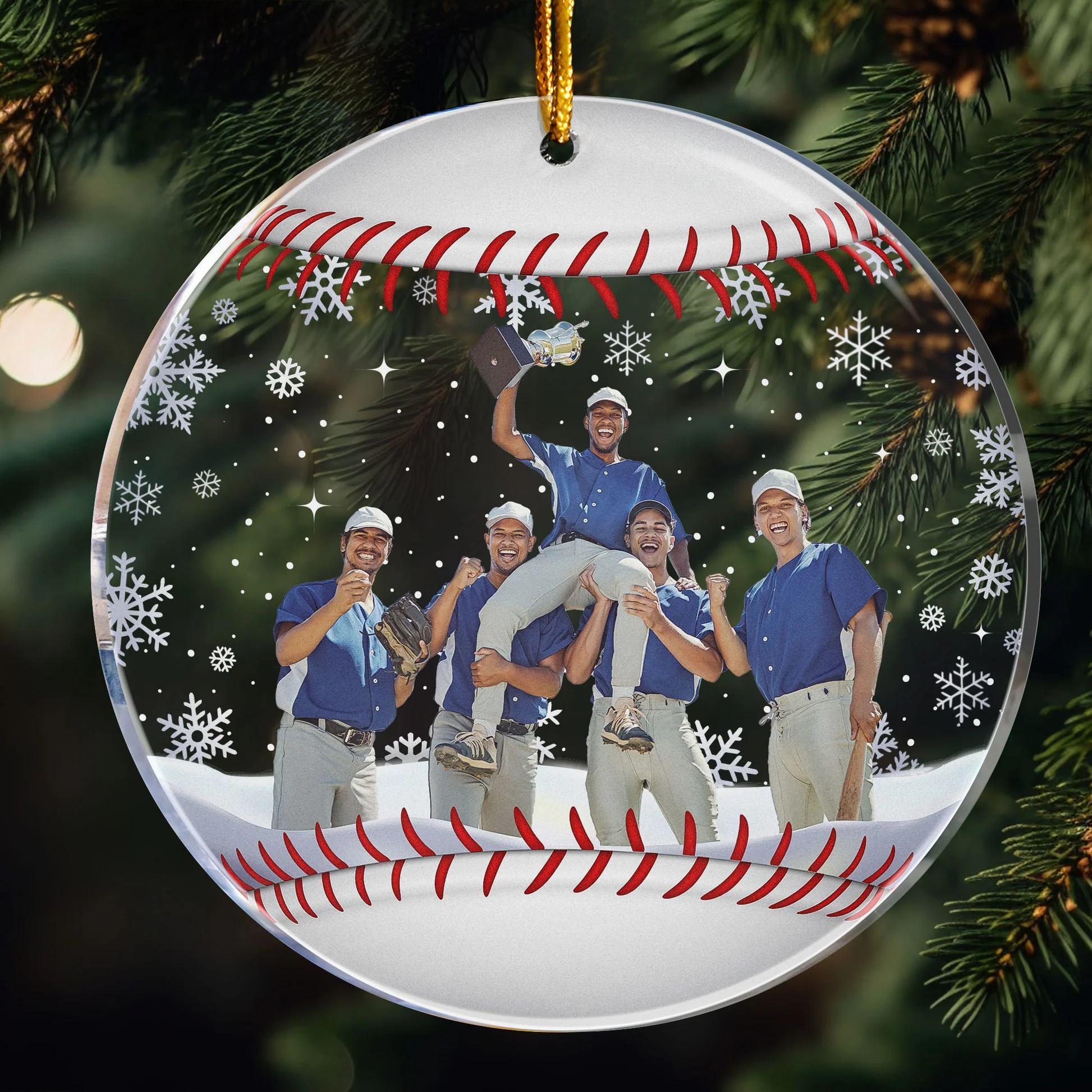 Personalized Baseball Team Christmas Gift for Baseball Lovers – Custom Acrylic Photo Ornament