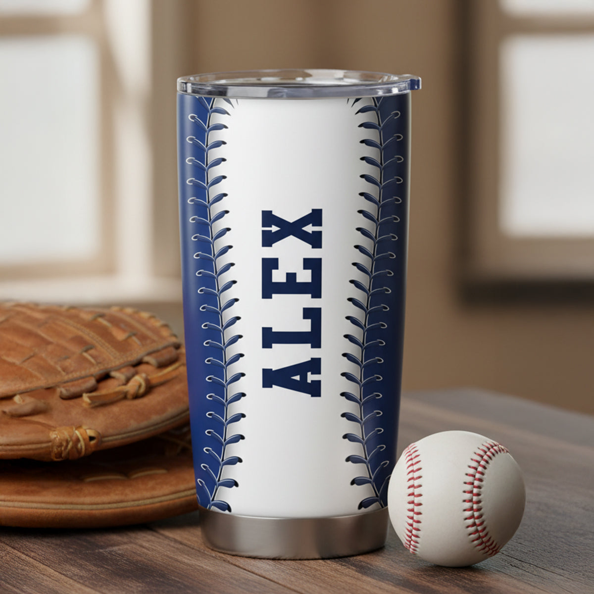 Personalized Baseball Tumbler – Custom Baseball Players Design Stainless Steel Double-Walled Vacuum Insulated Coffee Travel Mug Cup 20oz 4
