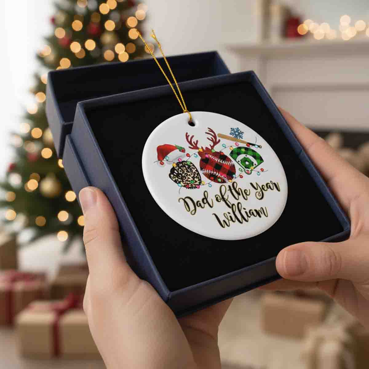 Personalized Baseball Buffalo Plaid Leopard Merry Christmas Team and Coaches Gift Acrylic Ornament - OR56 3