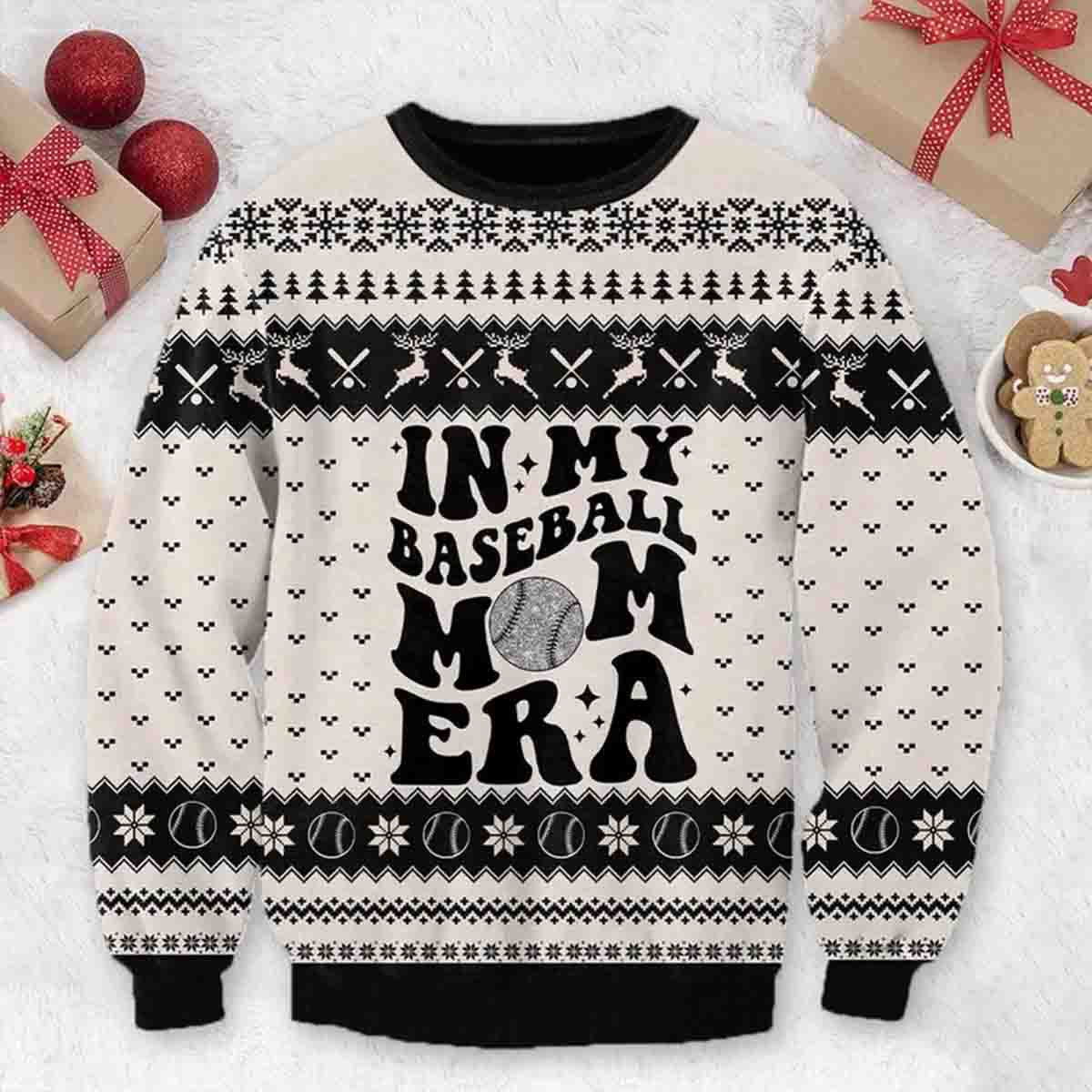 In My Baseball Mom Player Crewneck Pullover Christmas Game Day Shirt Sweater - SW13