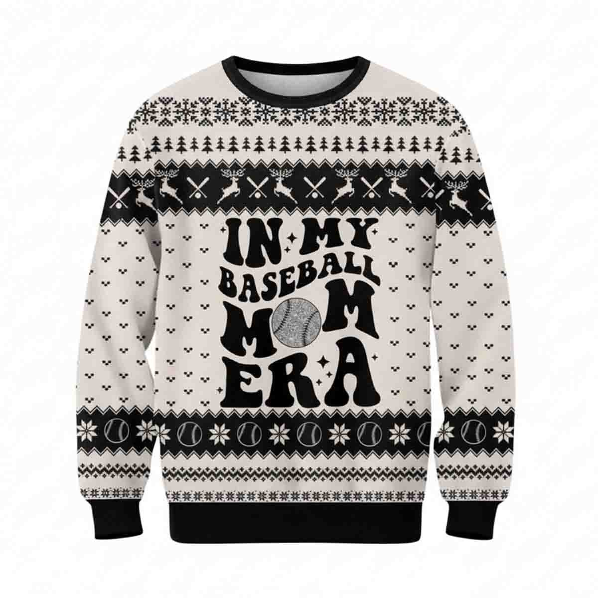 In My Baseball Mom Player Crewneck Pullover Christmas Game Day Shirt Sweater - SW13