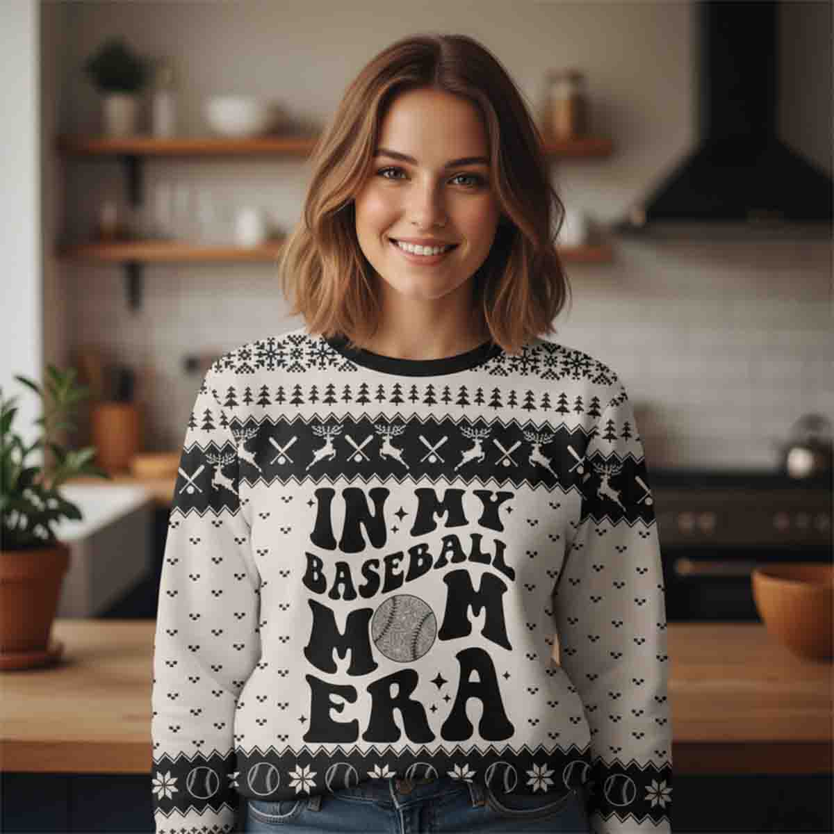 In My Baseball Mom Player Crewneck Pullover Christmas Game Day Shirt Sweater - SW13 4