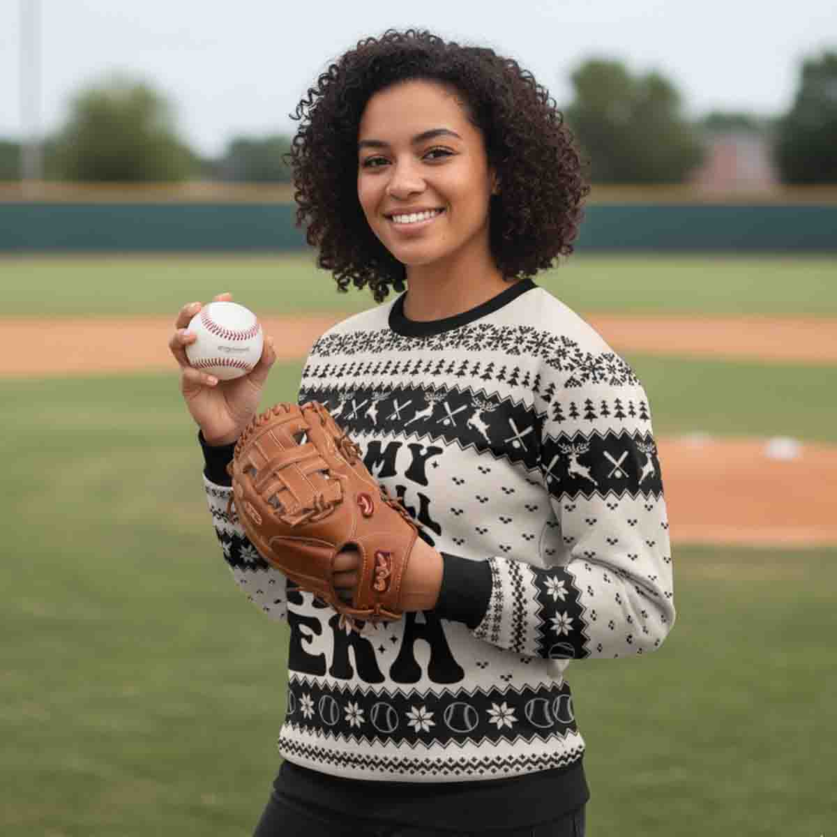 In My Baseball Mom Player Crewneck Pullover Christmas Game Day Shirt Sweater - SW13 3