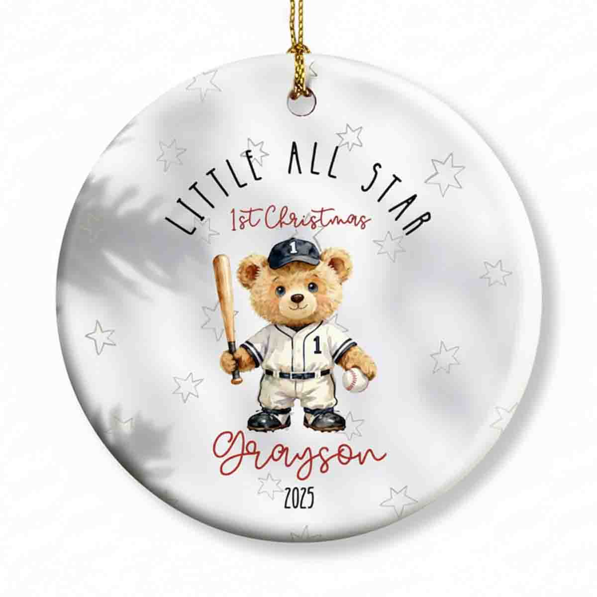 Little All Star First Christmas Personalized Gift for Baby Baseball Ornament - OR72