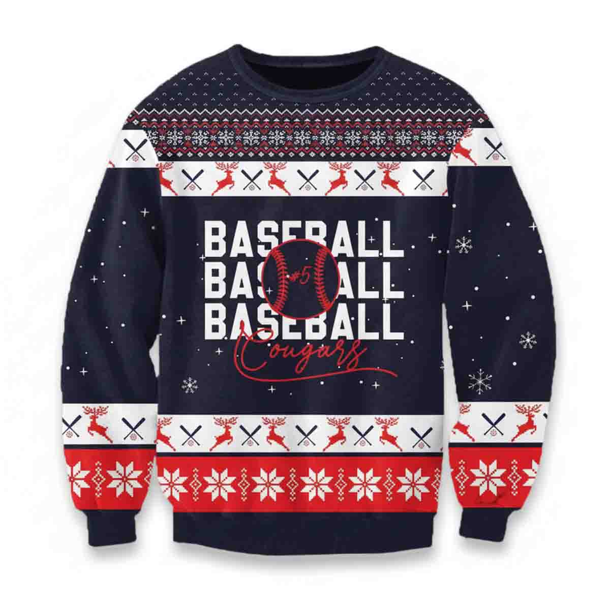 Personalized Baseball Player Mom Crewneck Pullover Christmas Game Day Shirt Sweater - SW16