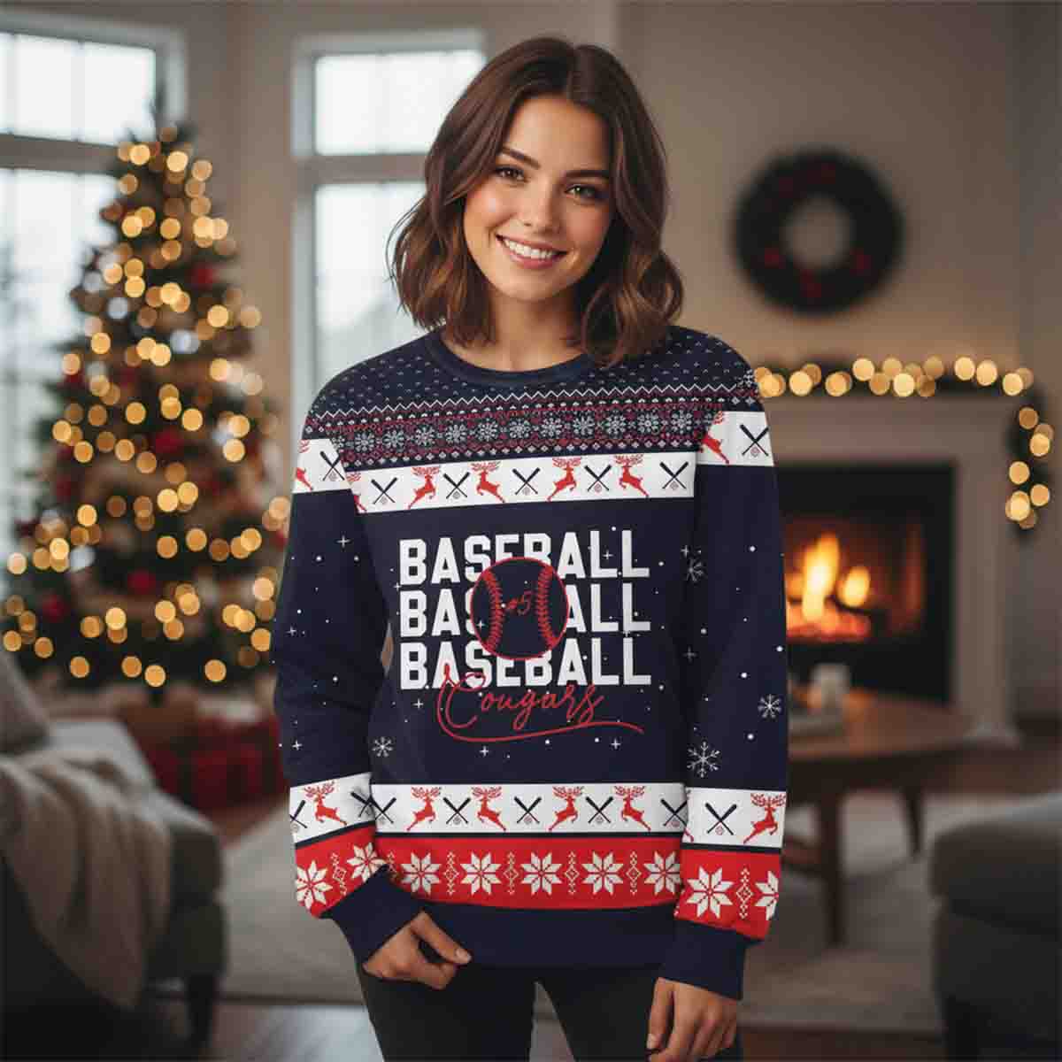Personalized Baseball Player Mom Crewneck Pullover Christmas Game Day Shirt Sweater - SW16 3