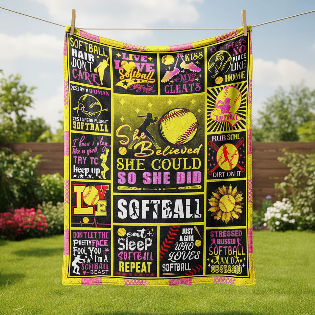 Softball Blanket Gifts for Girls & Women – Softball Throw Blanket, Team Gifts & Merch for Players and Coaches Fleece Blanket - BL11