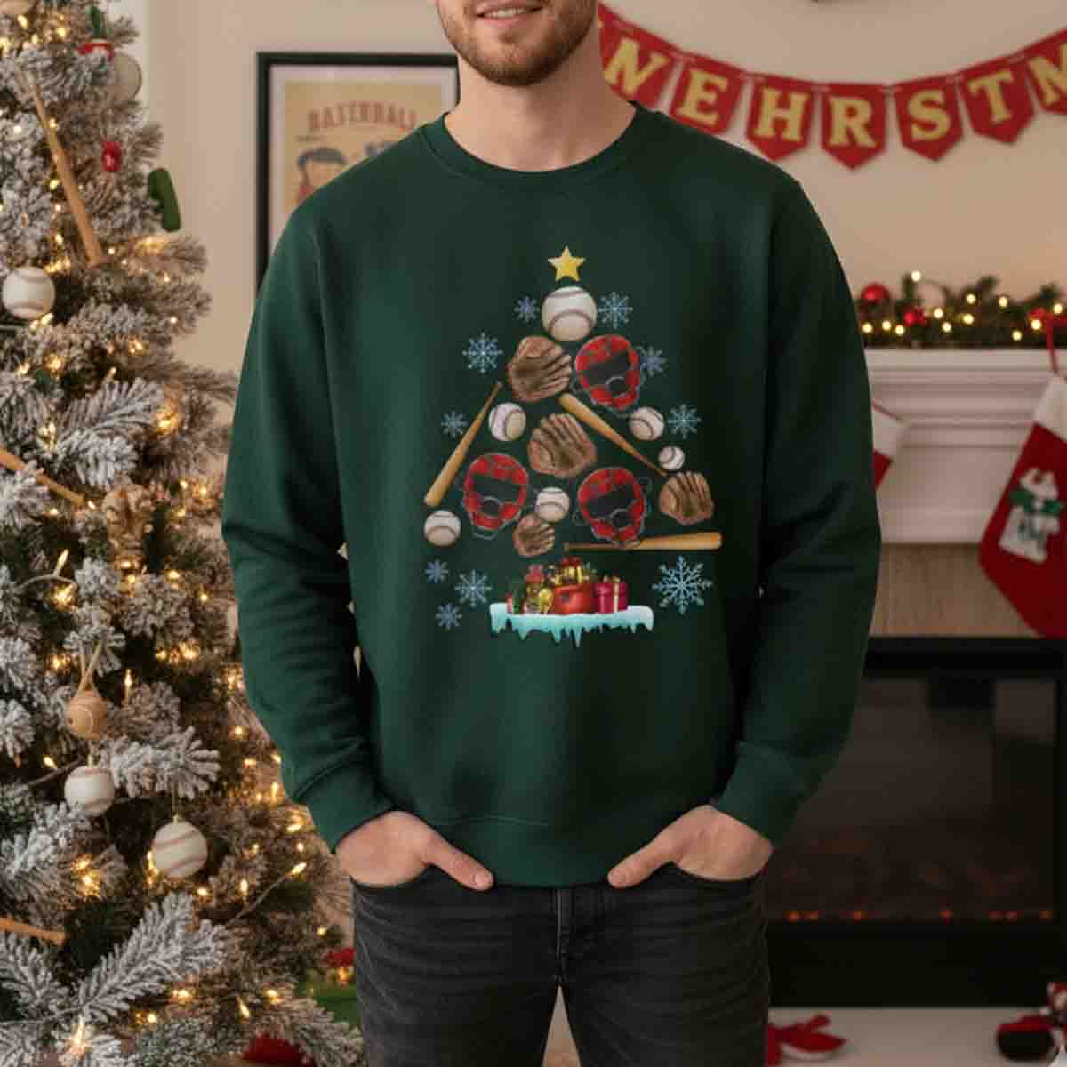 Baseball Christmas Tree Sweatshirt - SS24