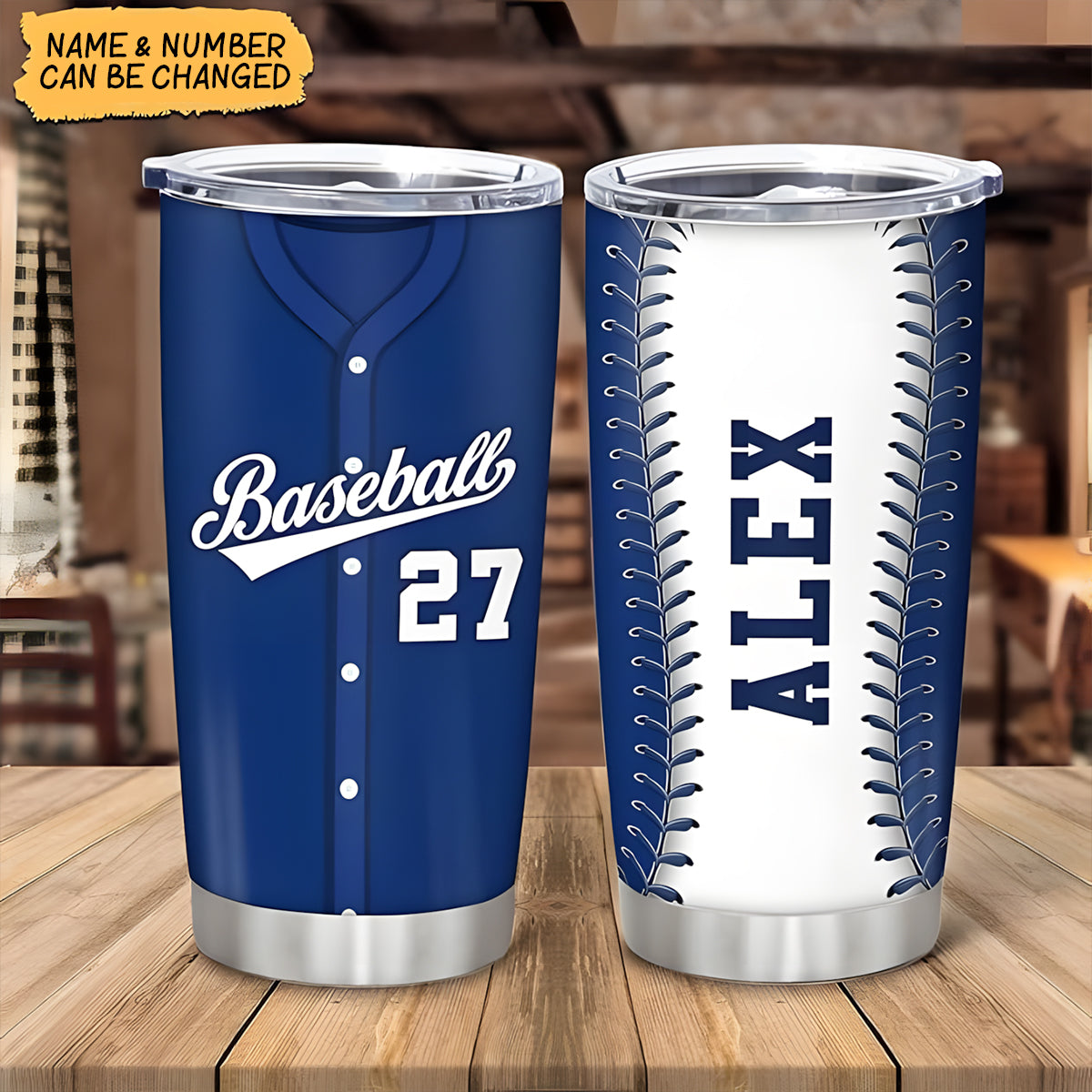 Personalized Baseball Tumbler – Custom Baseball Players Design Stainless Steel Double-Walled Vacuum Insulated Coffee Travel Mug Cup 20oz