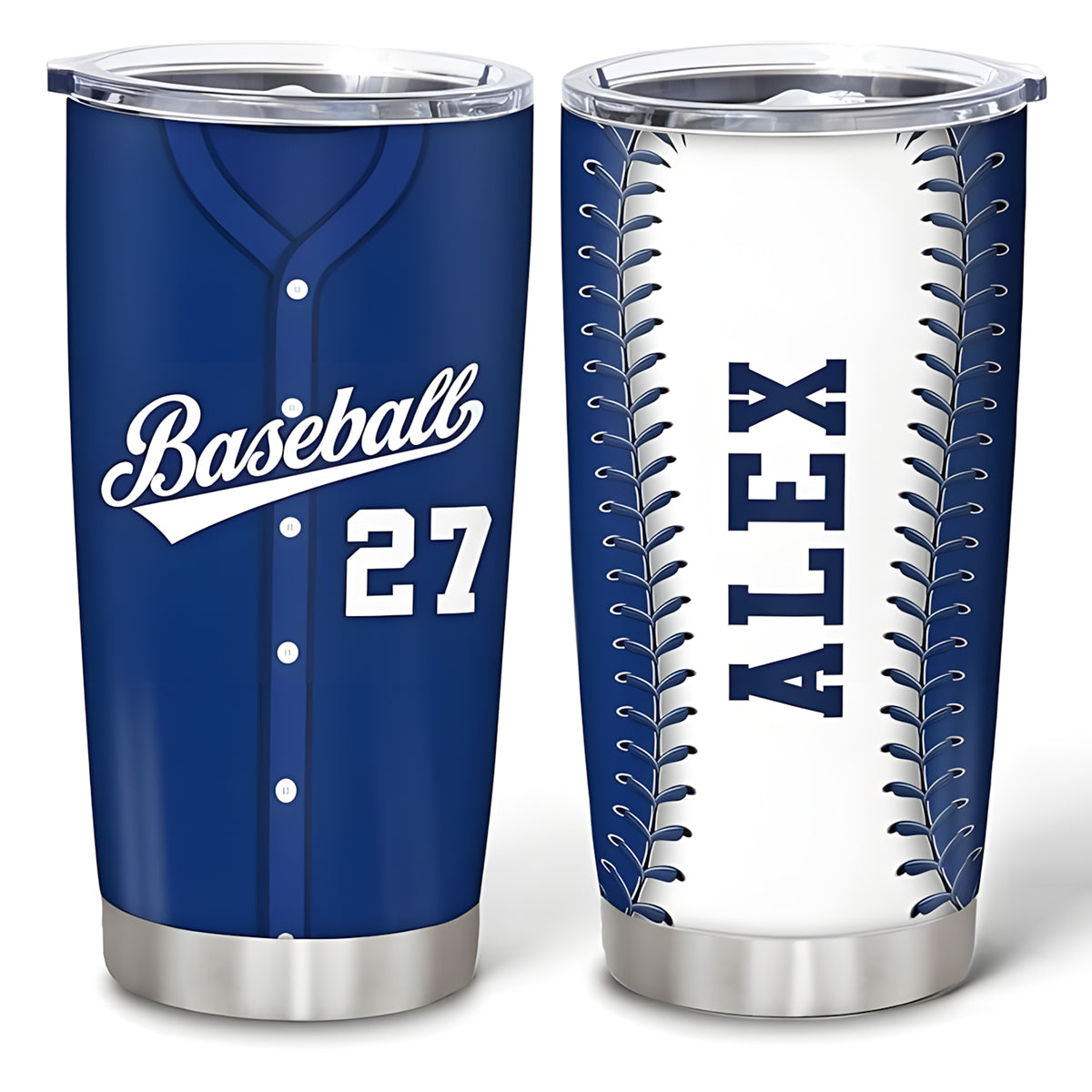 Personalized Baseball Tumbler – Custom Baseball Players Design Stainless Steel Double-Walled Vacuum Insulated Coffee Travel Mug Cup 20oz