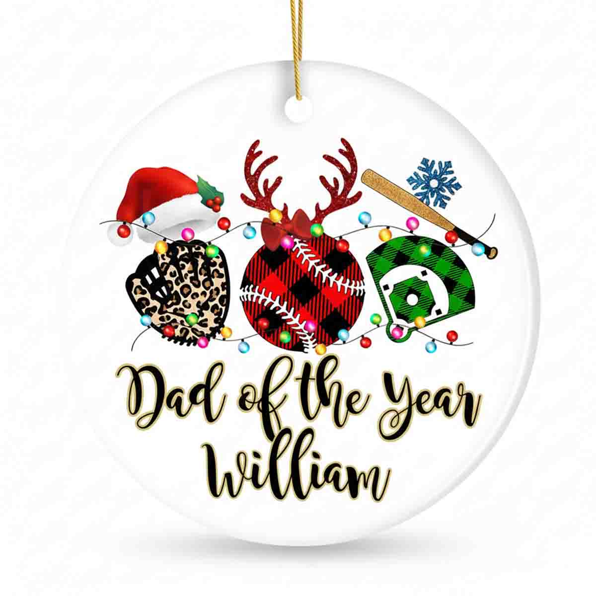 Personalized Baseball Buffalo Plaid Leopard Merry Christmas Team and Coaches Gift Acrylic Ornament - OR56