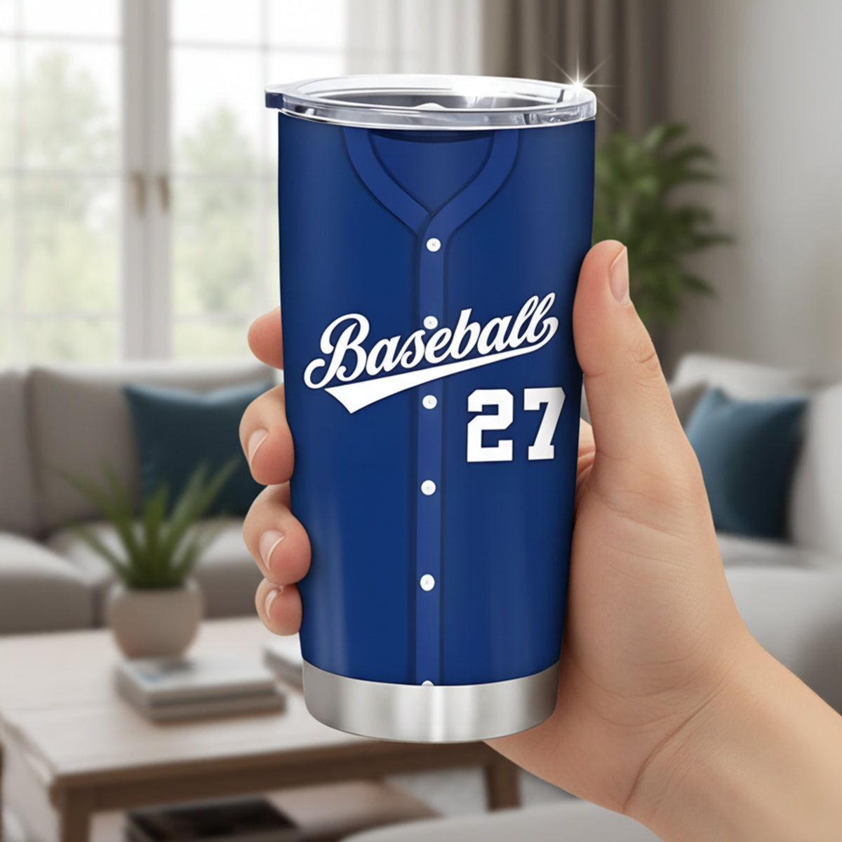 Personalized Baseball Tumbler – Custom Baseball Players Design Stainless Steel Double-Walled Vacuum Insulated Coffee Travel Mug Cup 20oz 3