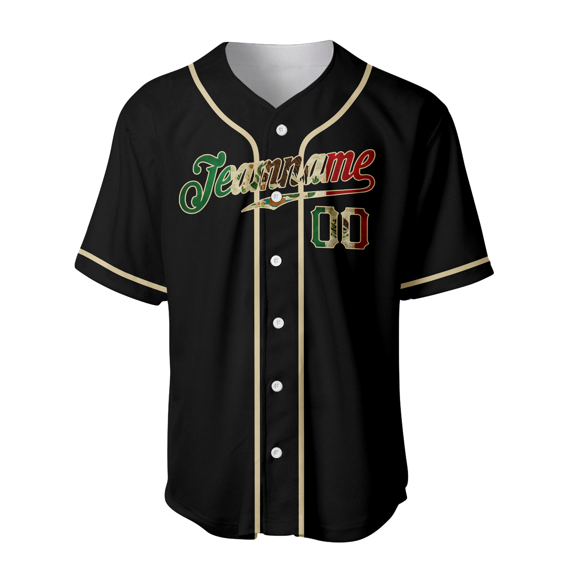Custom Baseball Black Vintage Mexican Flag City Team Jerseys Baseball
