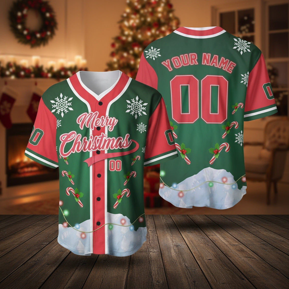 Personalized Christmas Baseball Jersey, Custom Baseball Jersey - JS86