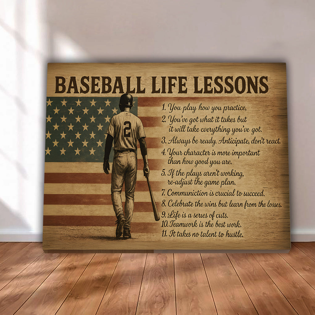 Motivational Baseball Life Lessons Canvas Wall Art for Home, Living Room & Bedroom