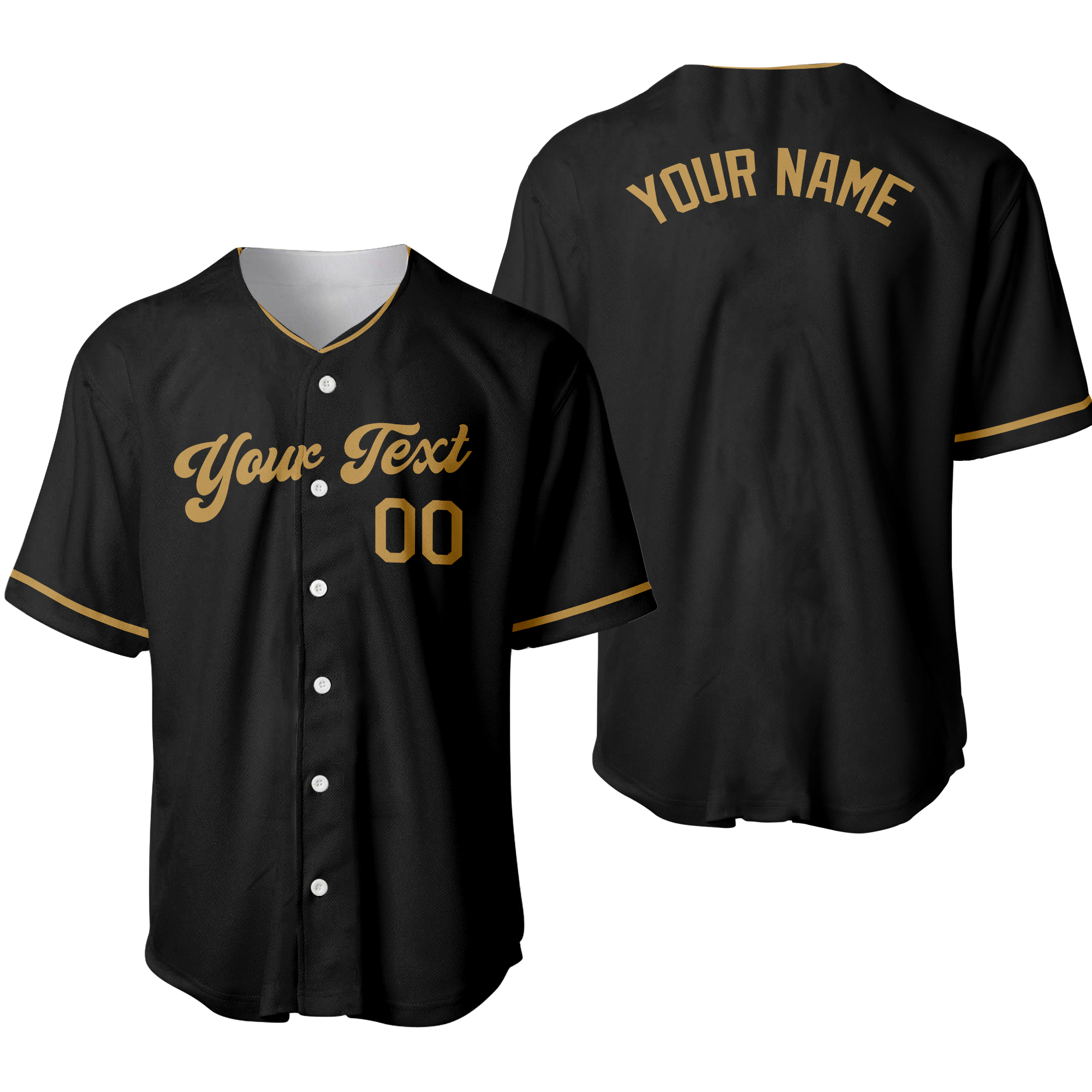 Custom Black Black-Old Gold Authentic Baseball Jersey