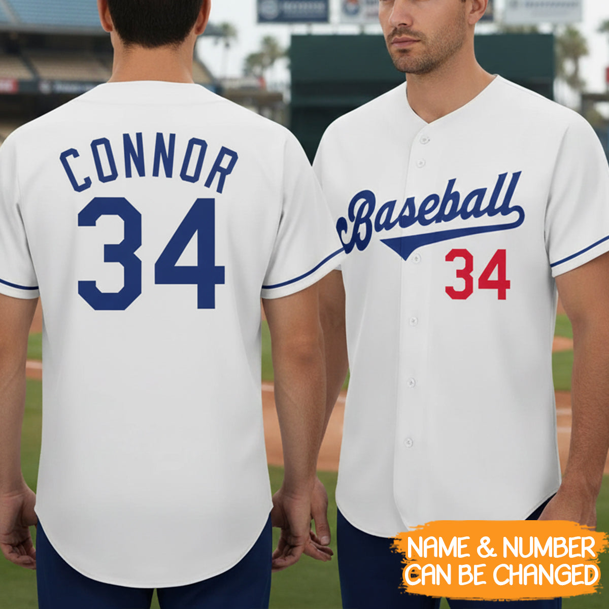 Custom White Royal-Red Baseball Jersey