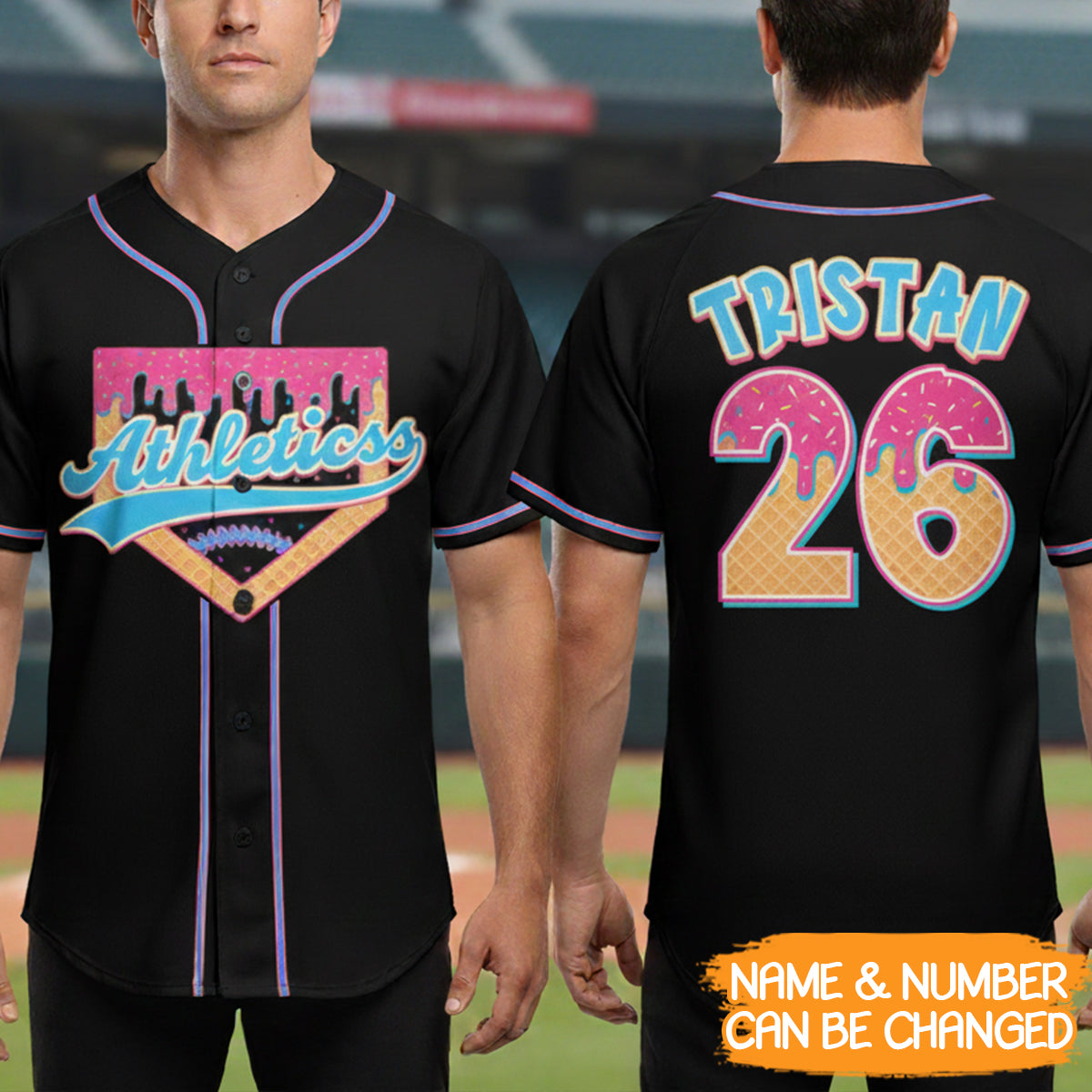 Personalized Dripping Baseball Jersey, Custom Ice Cream Home Plate Jersey, Baseball Birthday Outfit, Kids Team Uniform Jersey