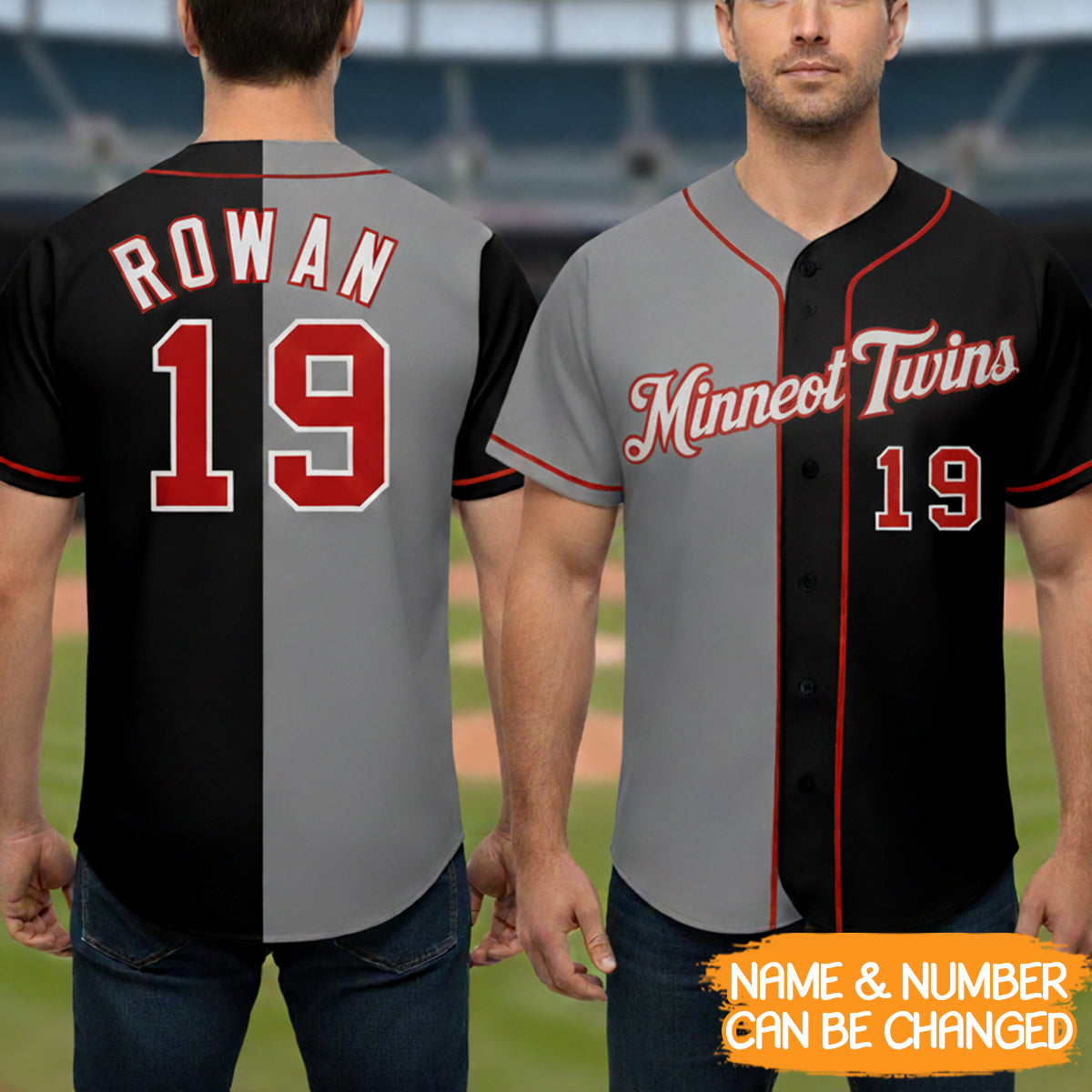 Custom Black Red-Gray Split Fashion Baseball Jersey