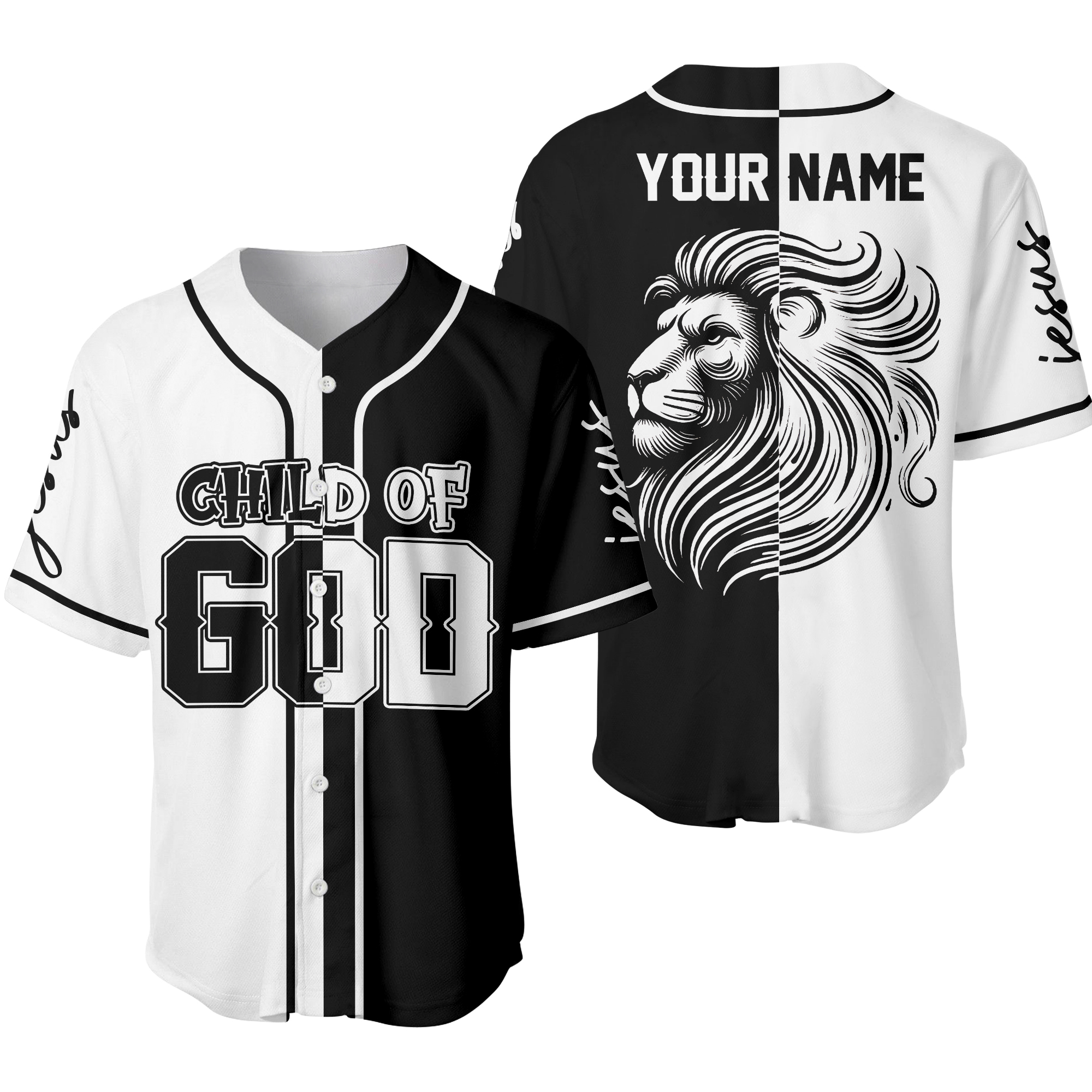 Personalized Child Of God Lion Christian Baseball Jersey