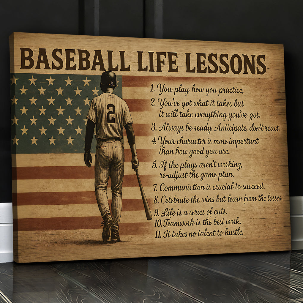 Motivational Baseball Life Lessons Canvas Wall Art for Home, Living Room & Bedroom