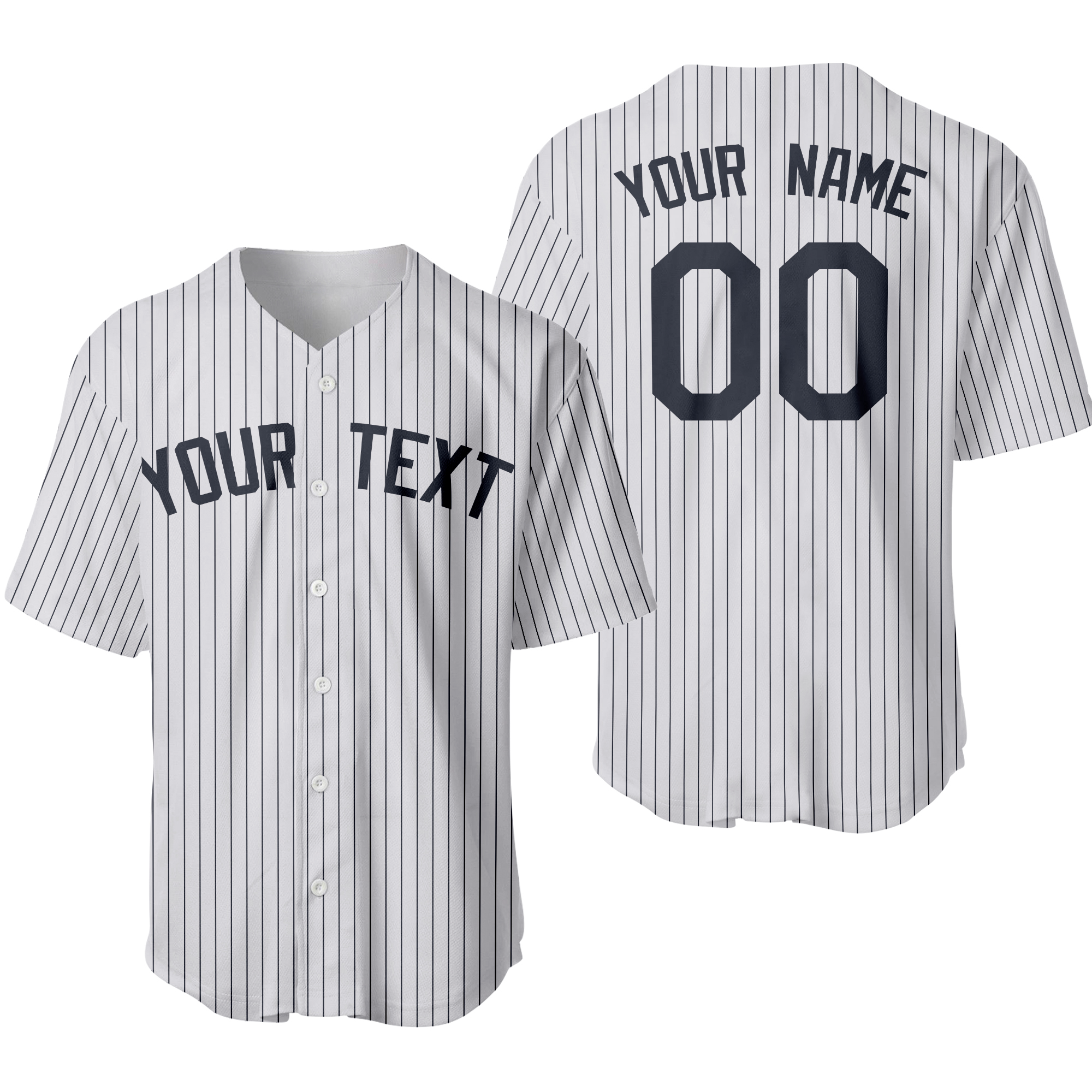 Custom Team Name Number Logo White Navy Pinstripe Navy Baseball Jersey