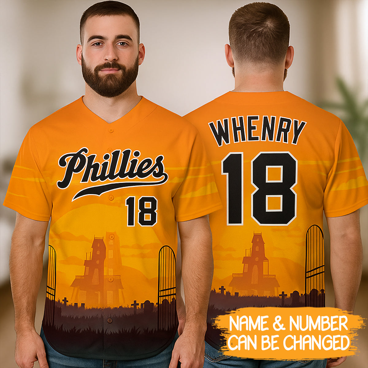 Custom 3D Pattern Halloween Horror Night Baseball Jersey- JS45