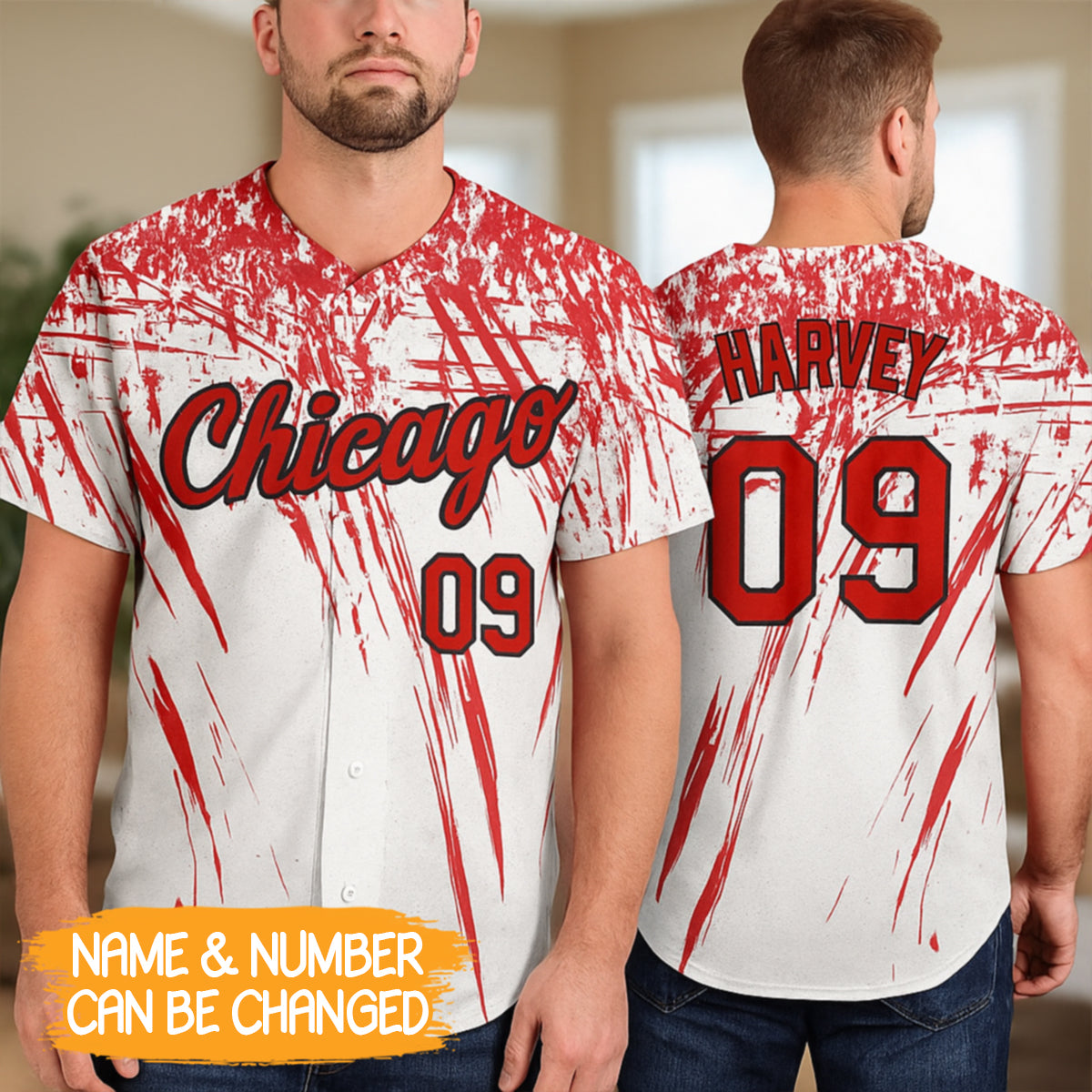 Custom White Red-Black 3D Pattern Design Baseball Jersey- JS39
