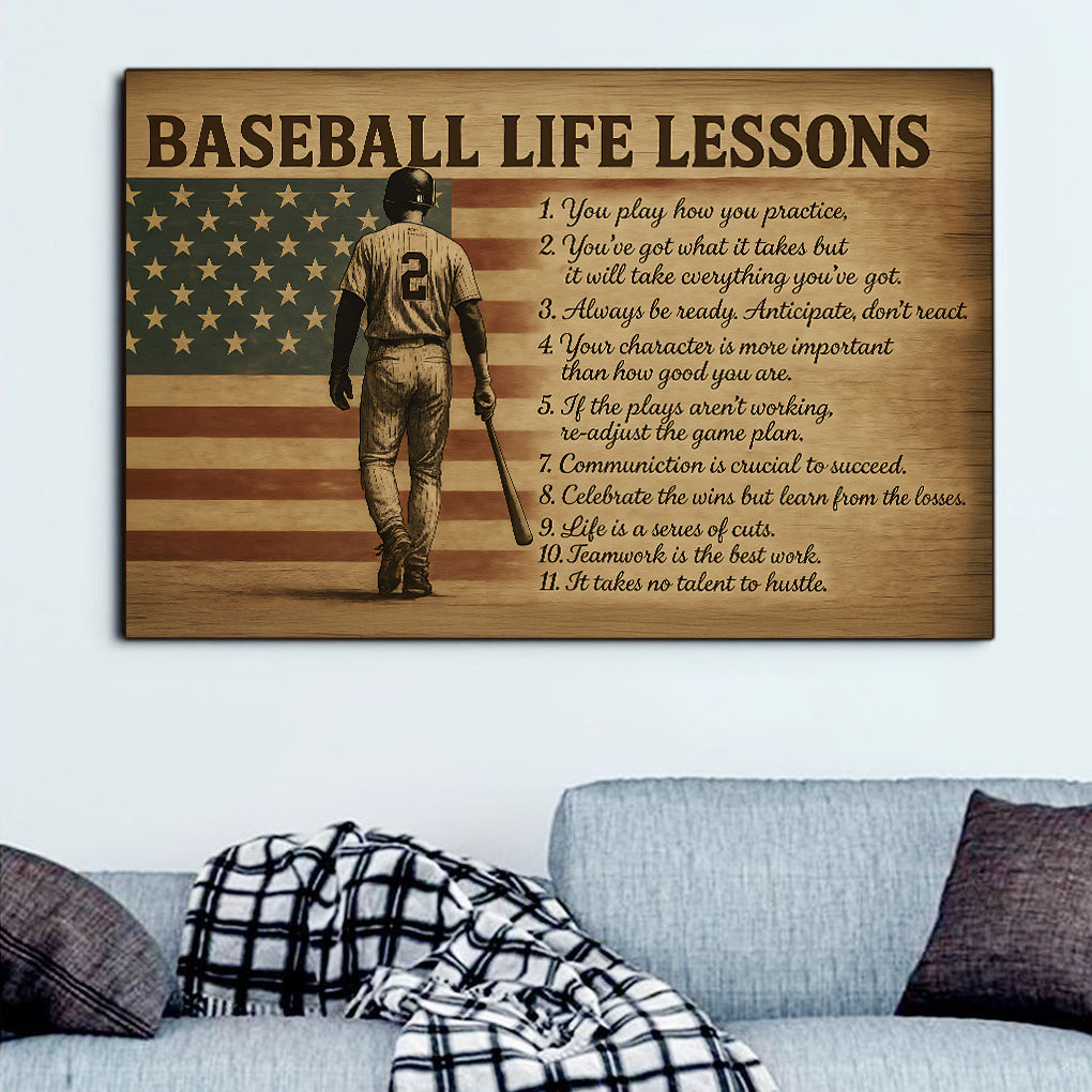 Motivational Baseball Life Lessons Canvas Wall Art for Home, Living Room & Bedroom 4