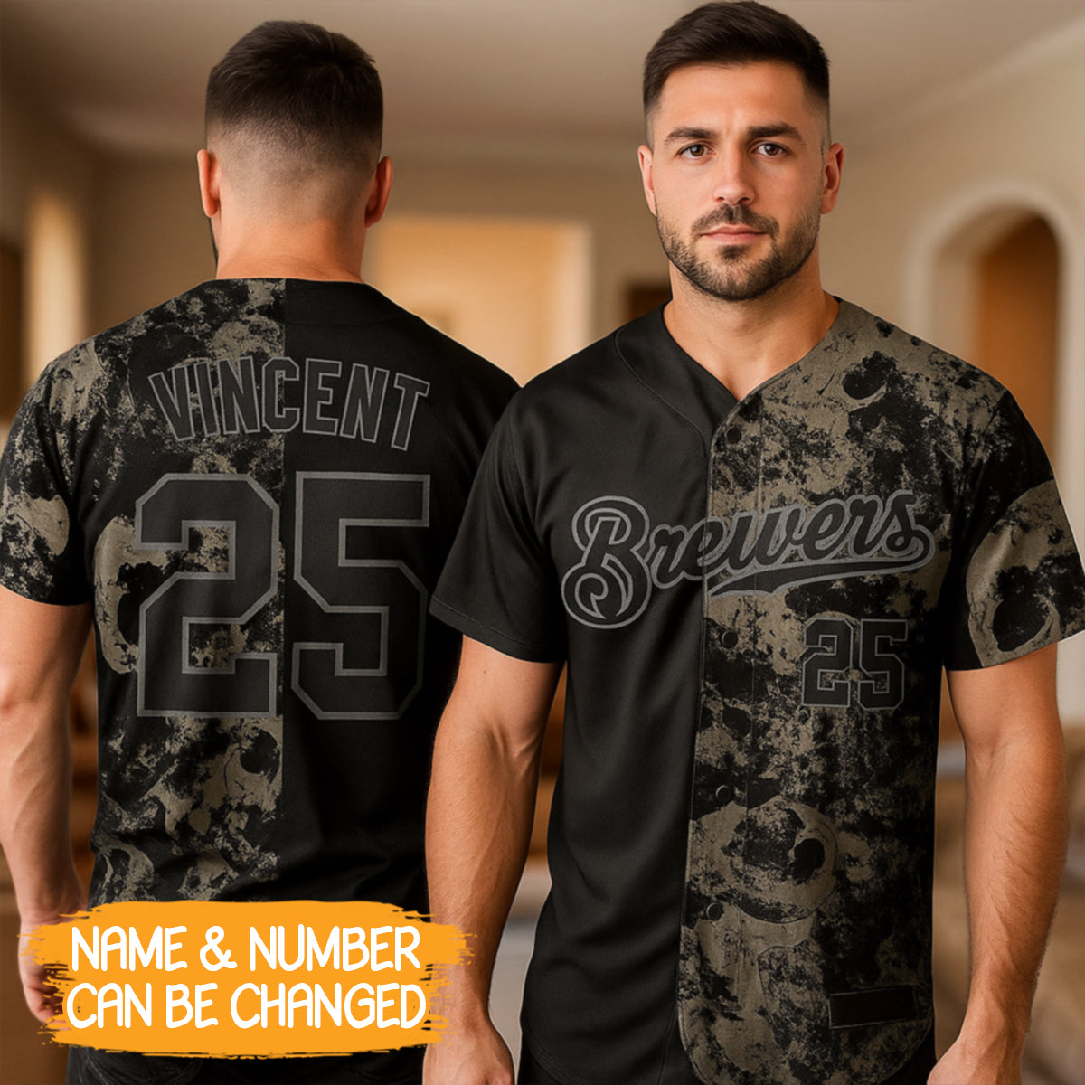 Custom Black Steel Gray 3D Skull Fashion Baseball Jersey- JC43