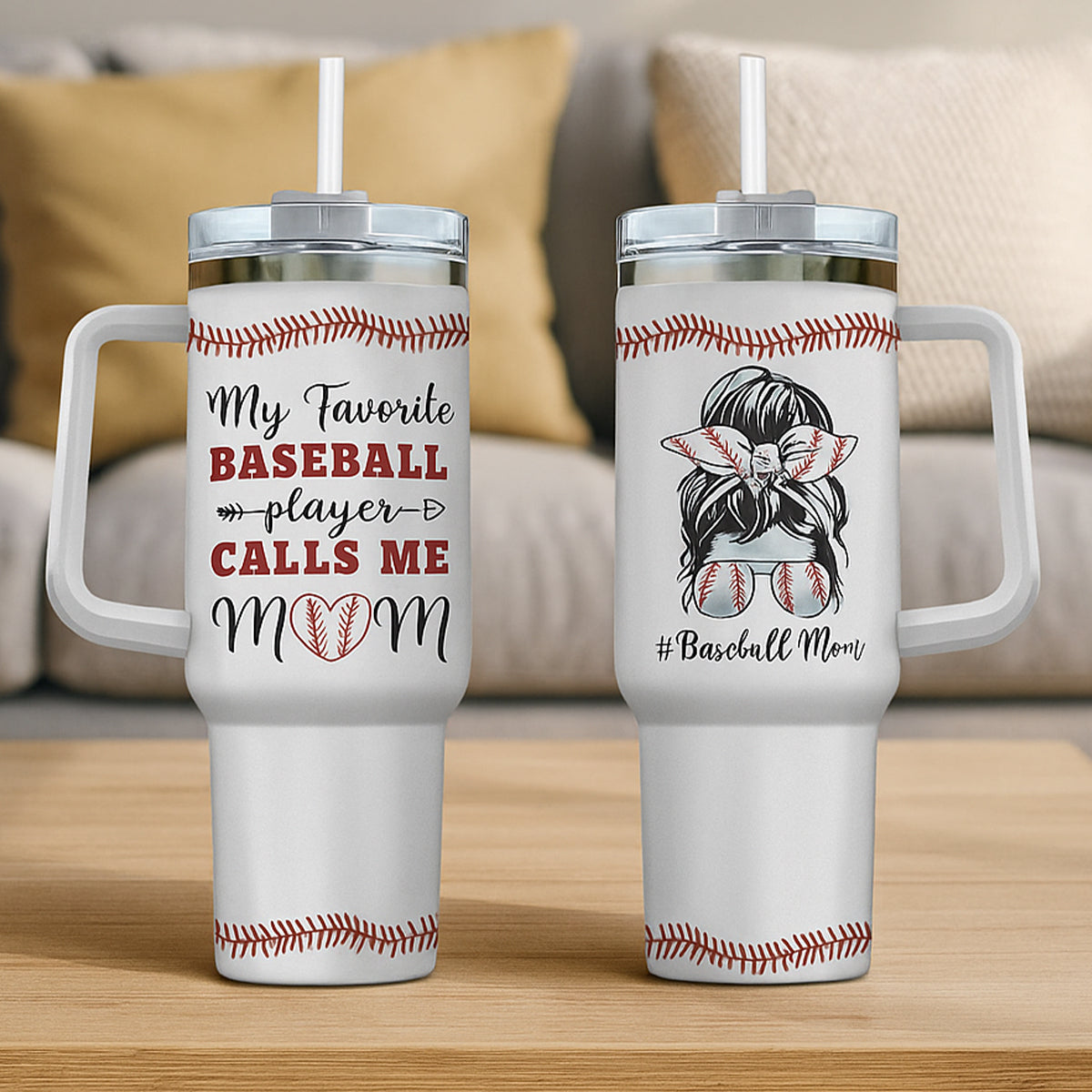 Baseball Mom Gifts Birthday Christmas From Kids Friends With Handle Tumbler 40oz