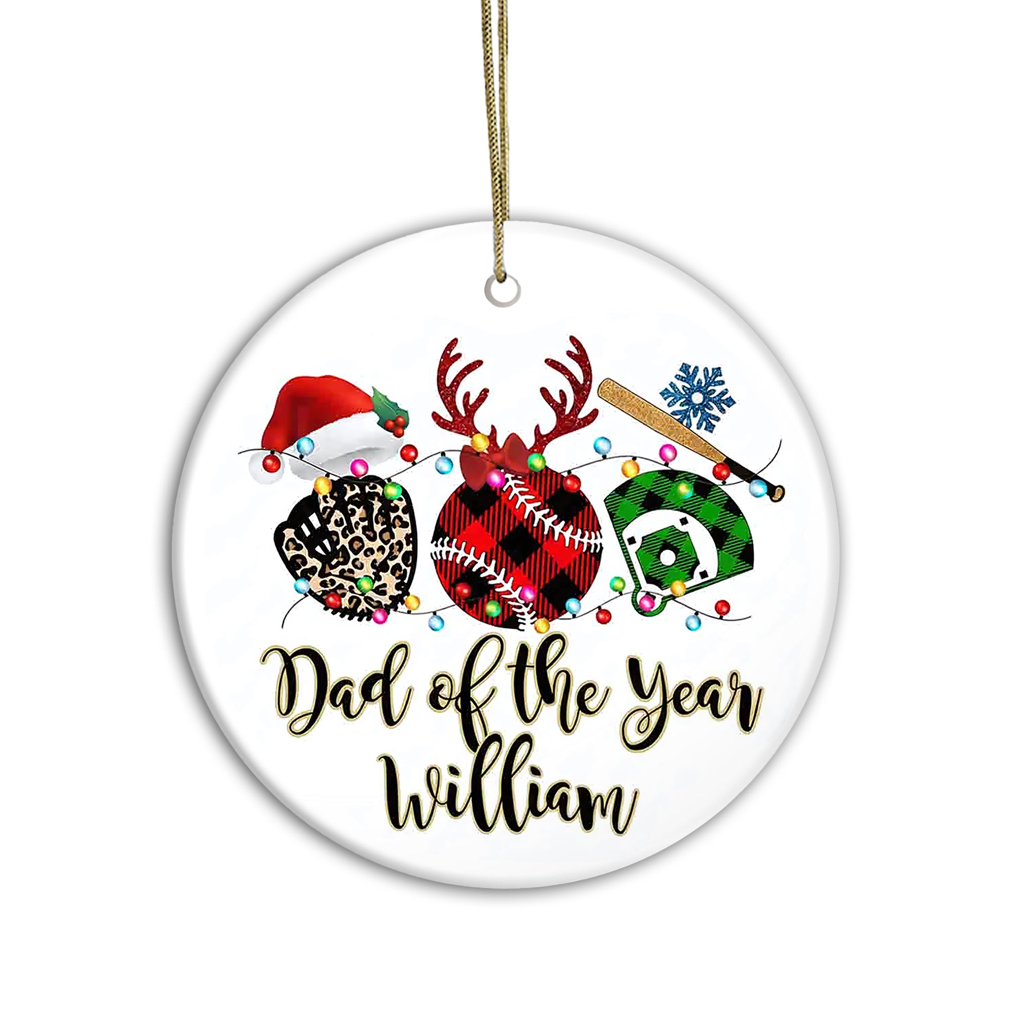 Personalized Baseball Buffalo Plaid Leopard Merry Christmas Team and Coaches Gift Acrylic Ornament - OR56